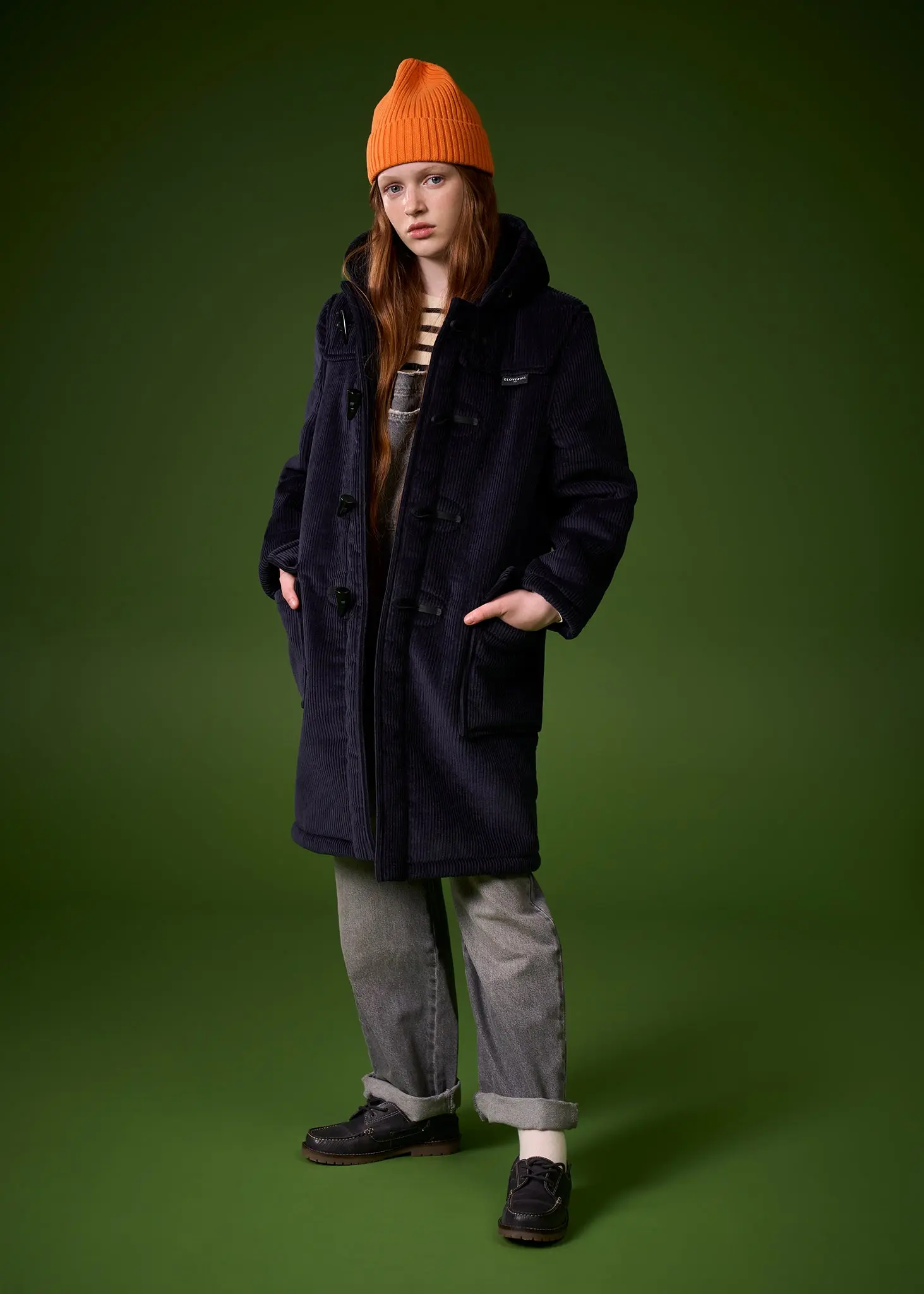 Children's Corduroy Duffle Coat Navy