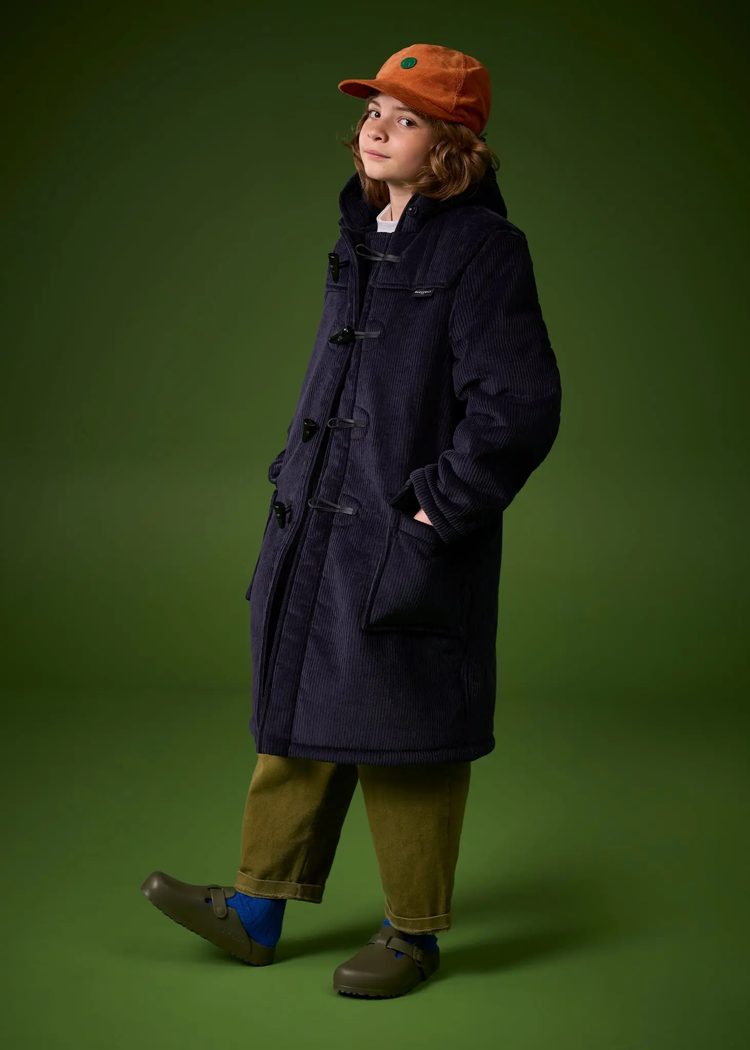 Children's Corduroy Duffle Coat Navy - Image 4