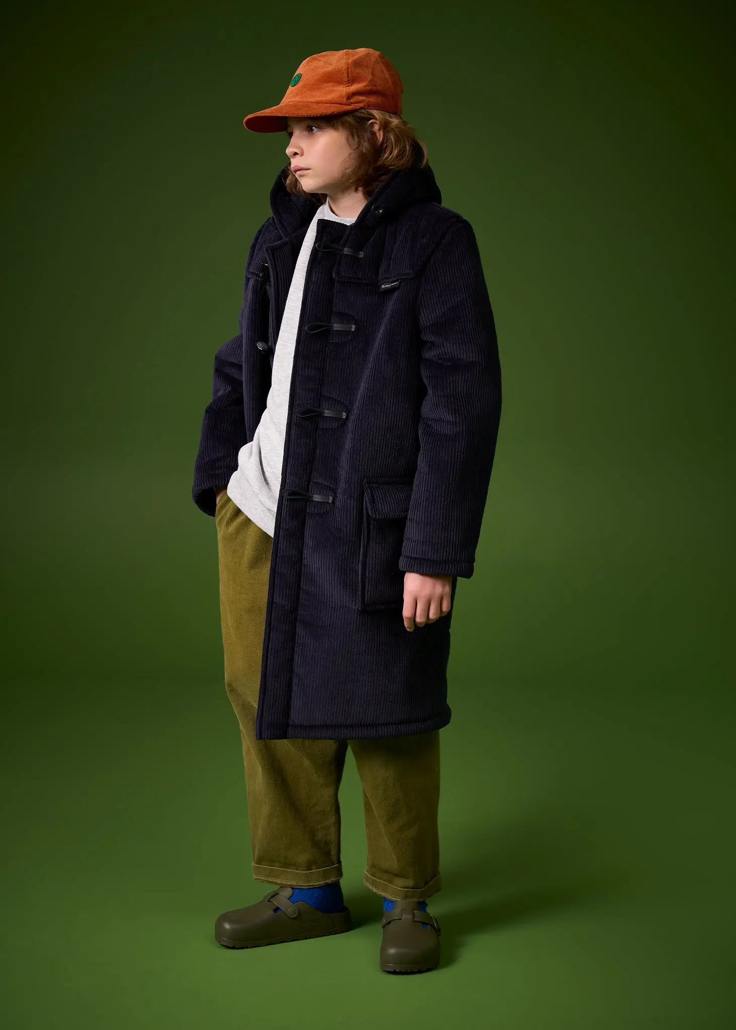 Children's Corduroy Duffle Coat Navy - Image 5