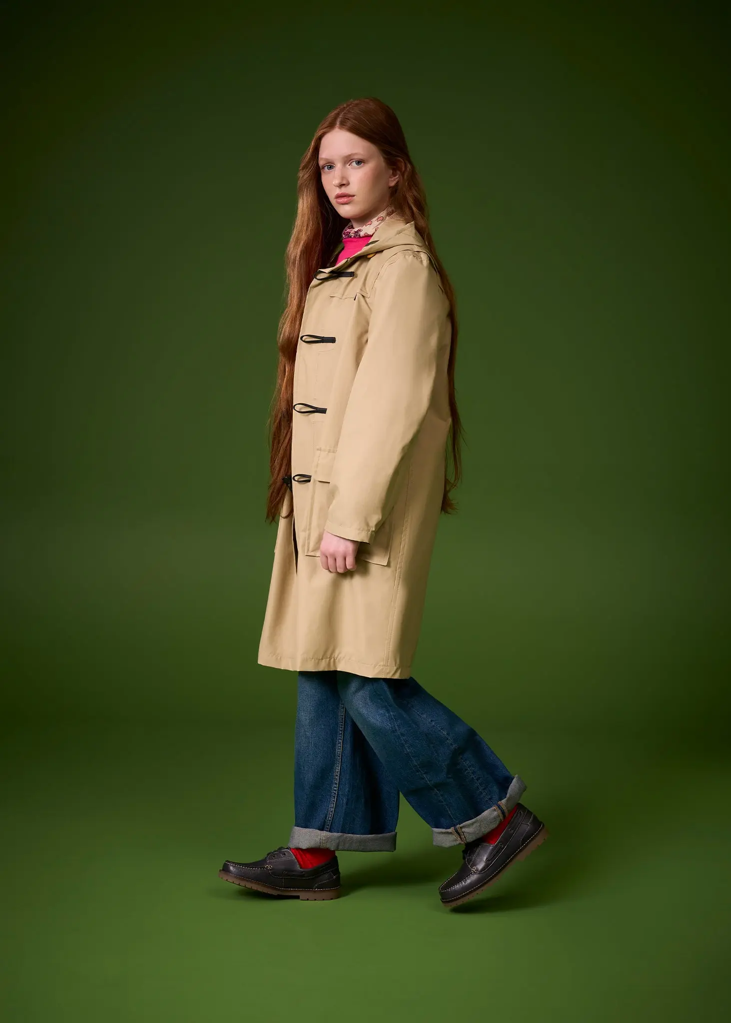 Children's Gabardine Showerproof Duffle Coat Stone - Image 3