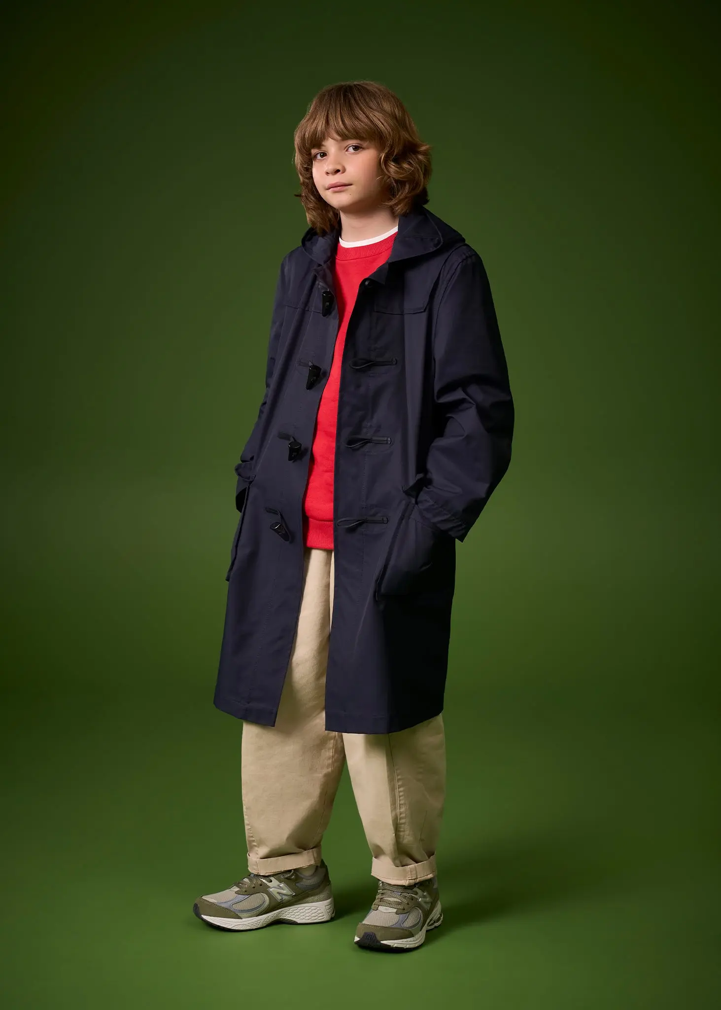Children's Gabardine Showerproof Duffle Coat Stone - Image 4