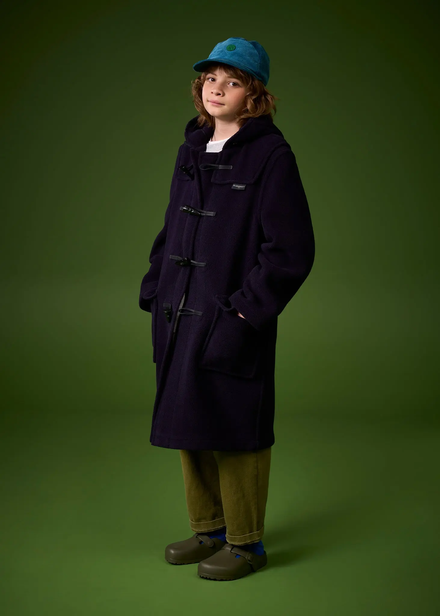 Children's Herringbone Wool Duffle Coat Charcoal - Image 4
