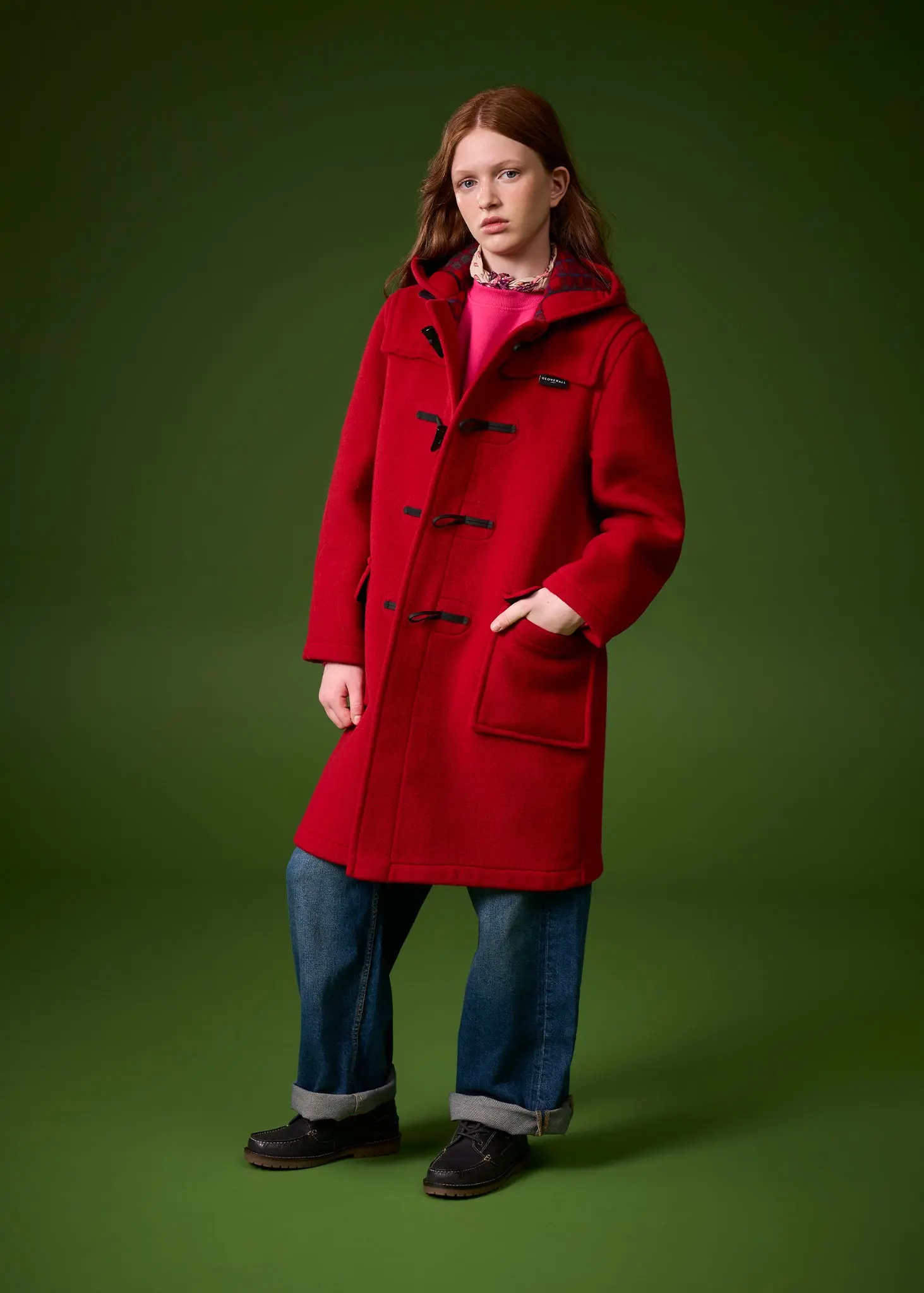 Children's Melton Wool Duffle Coat Cranberry - Image 3