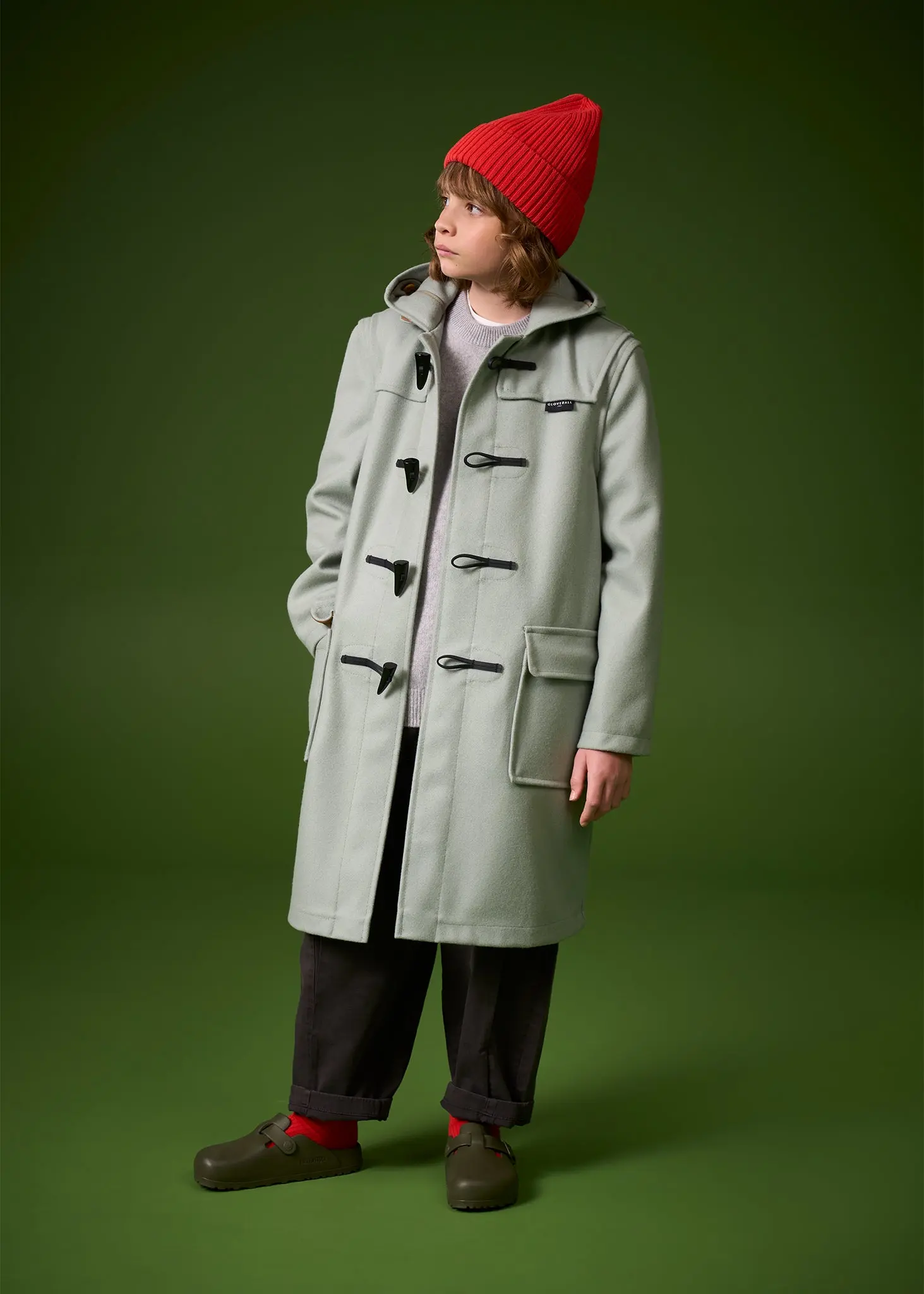 Children's Melton Wool Duffle Coat Red - Image 4