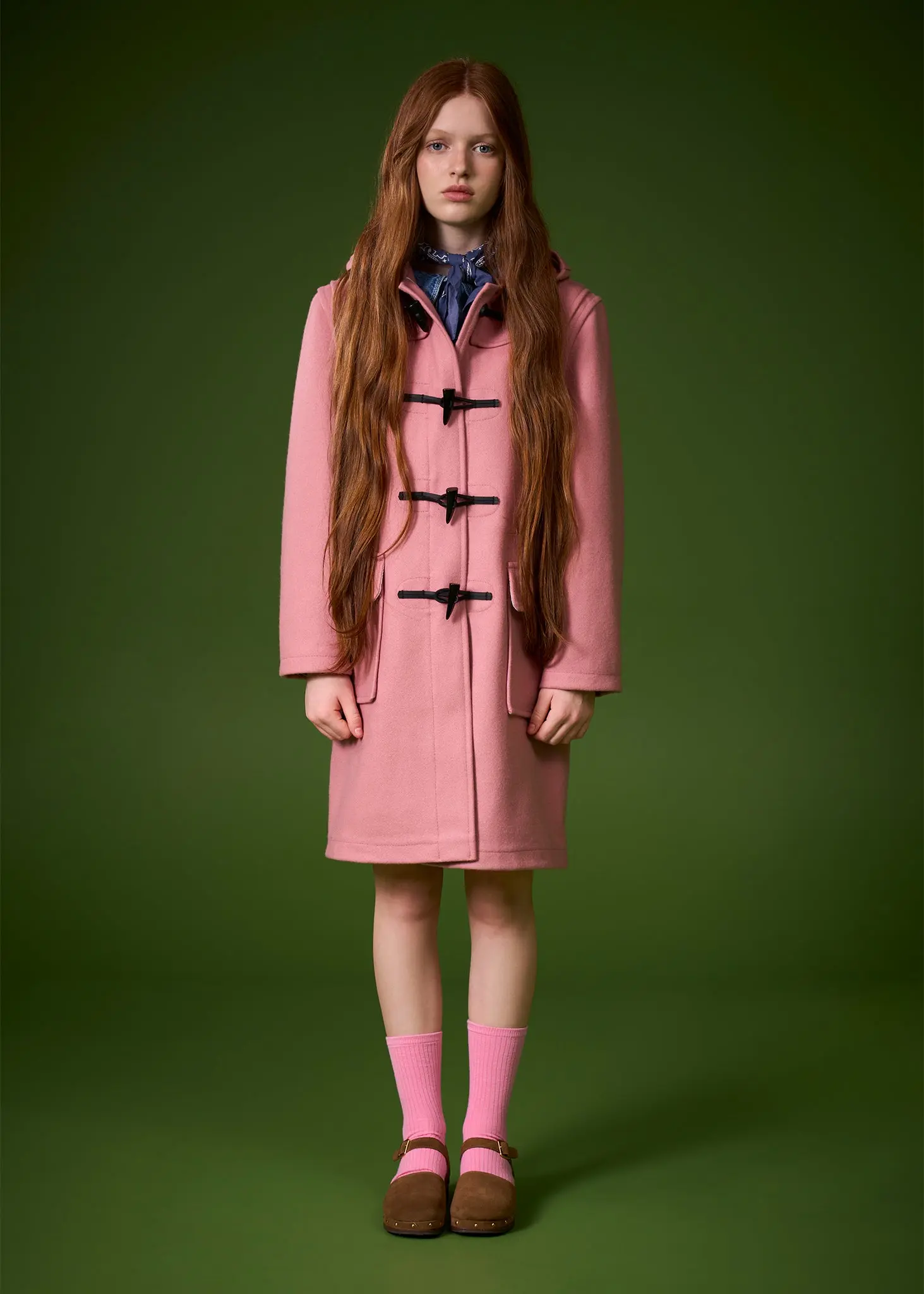 Children's Melton Wool Duffle Coat Sage - Image 4