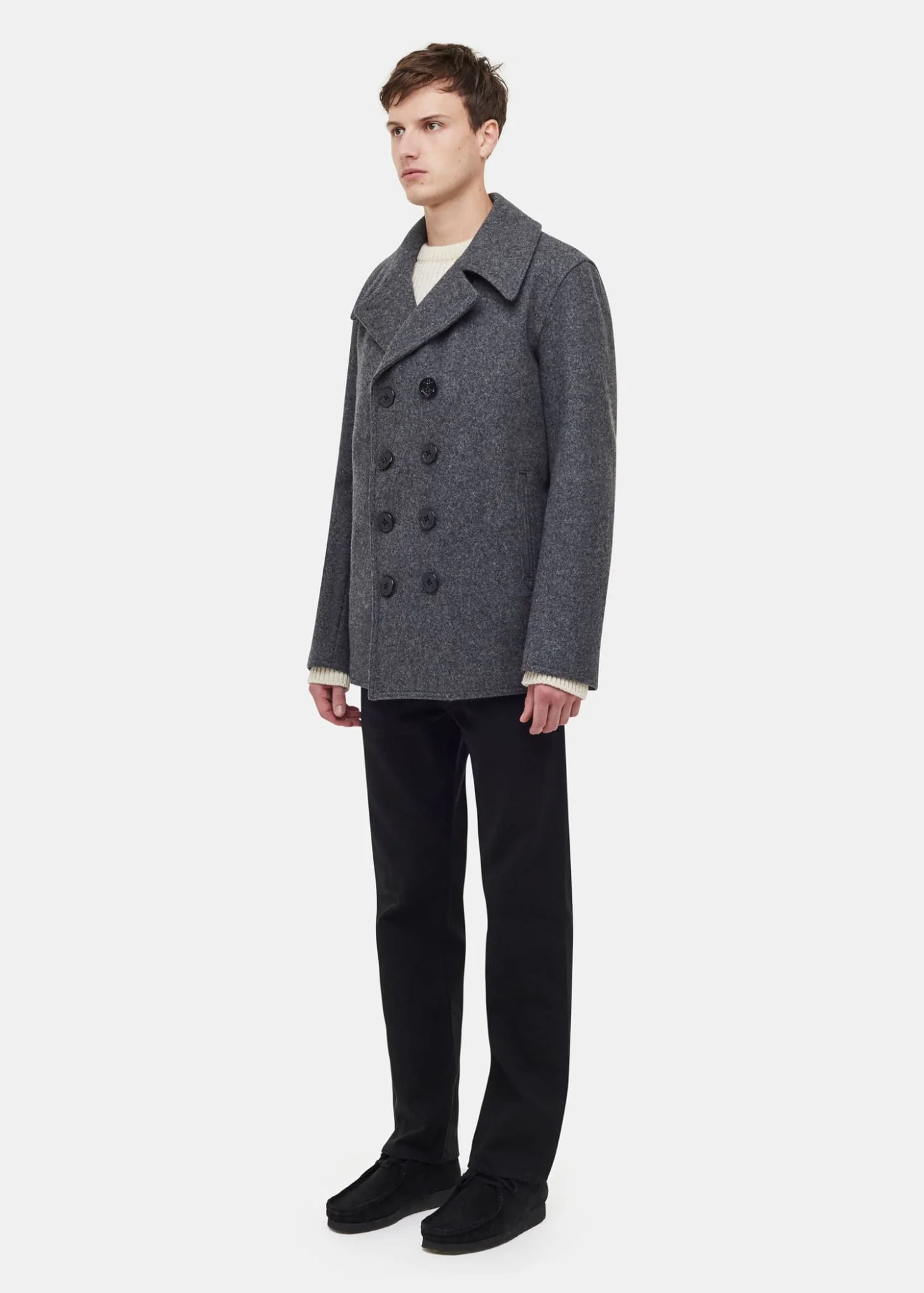 Men's Admiralty Melton Wool Peacoat Grey - Image 5