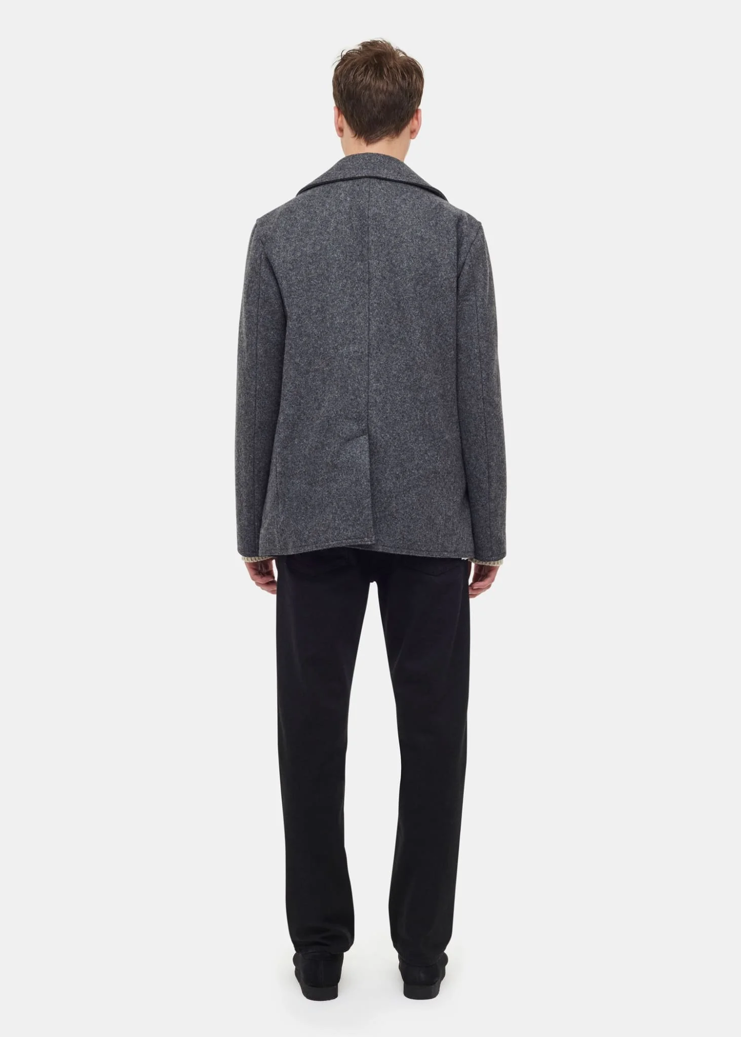 Men's Admiralty Melton Wool Peacoat Grey - Image 6