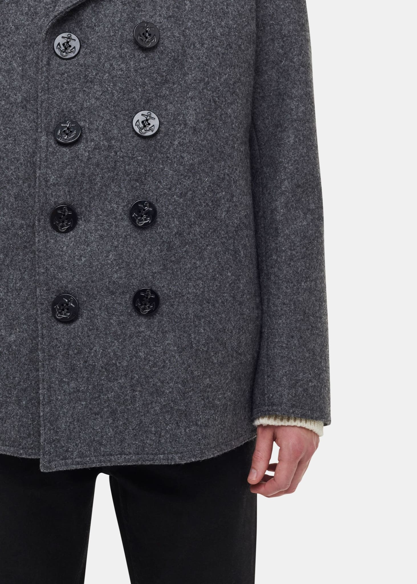 Men's Admiralty Melton Wool Peacoat Grey - Image 7