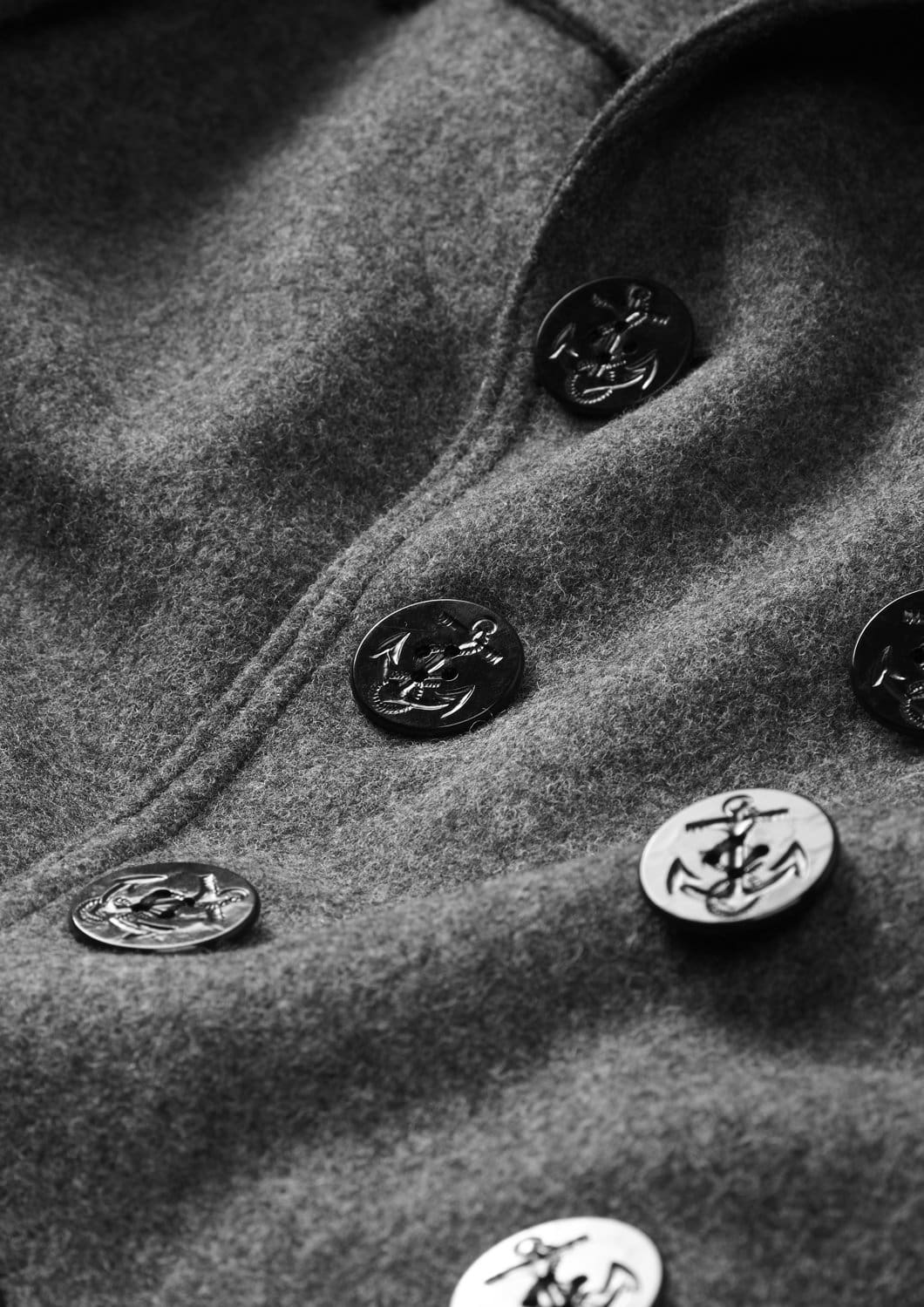 Men's Admiralty Melton Wool Peacoat Grey - Image 8