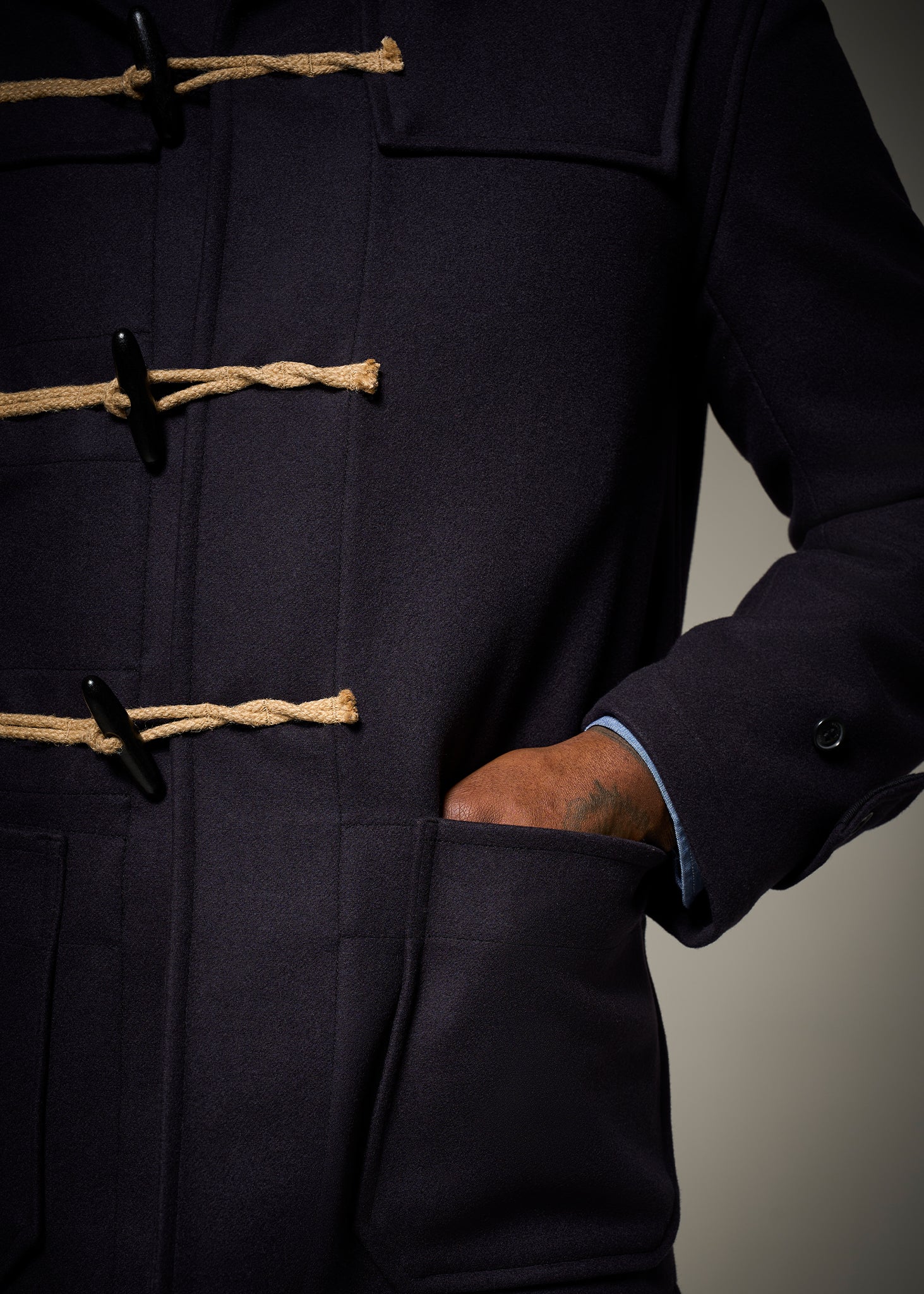 Men's Cocteau Duffle Jacket Navy - Image 6