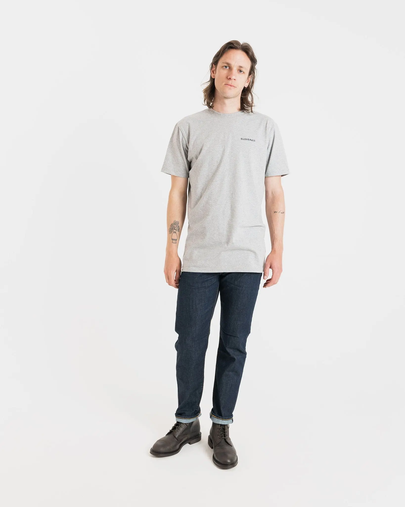 Men's Embroidered Organic Cotton T-Shirt Light Grey - Image 3