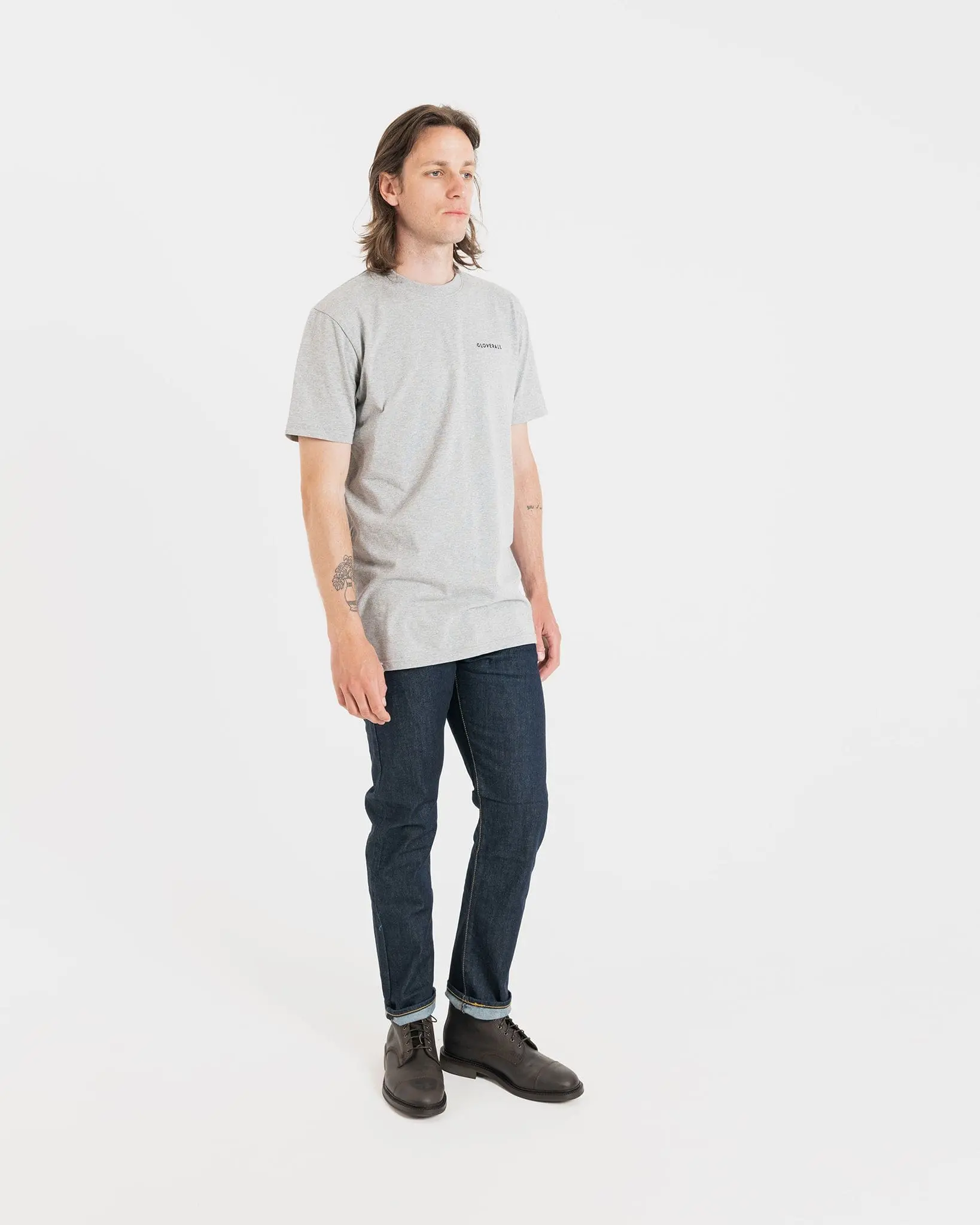 Men's Embroidered Organic Cotton T-Shirt Light Grey - Image 4