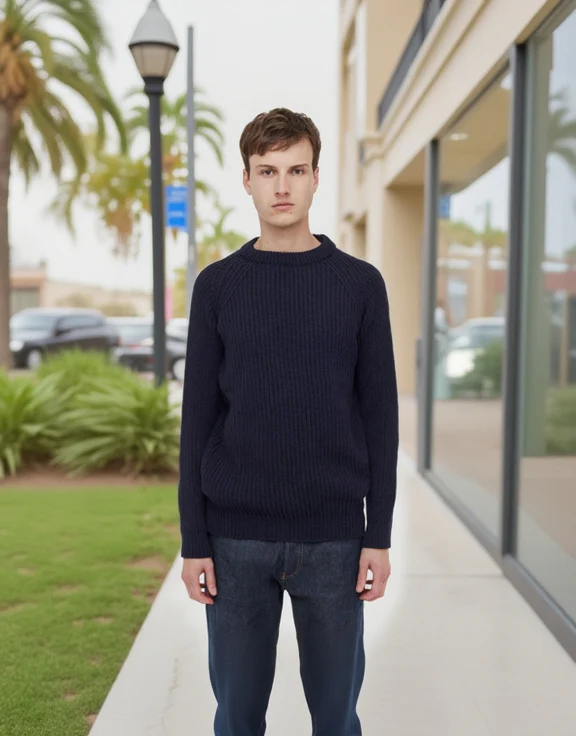 Men's Fisherman Jumper Navy - Image 3