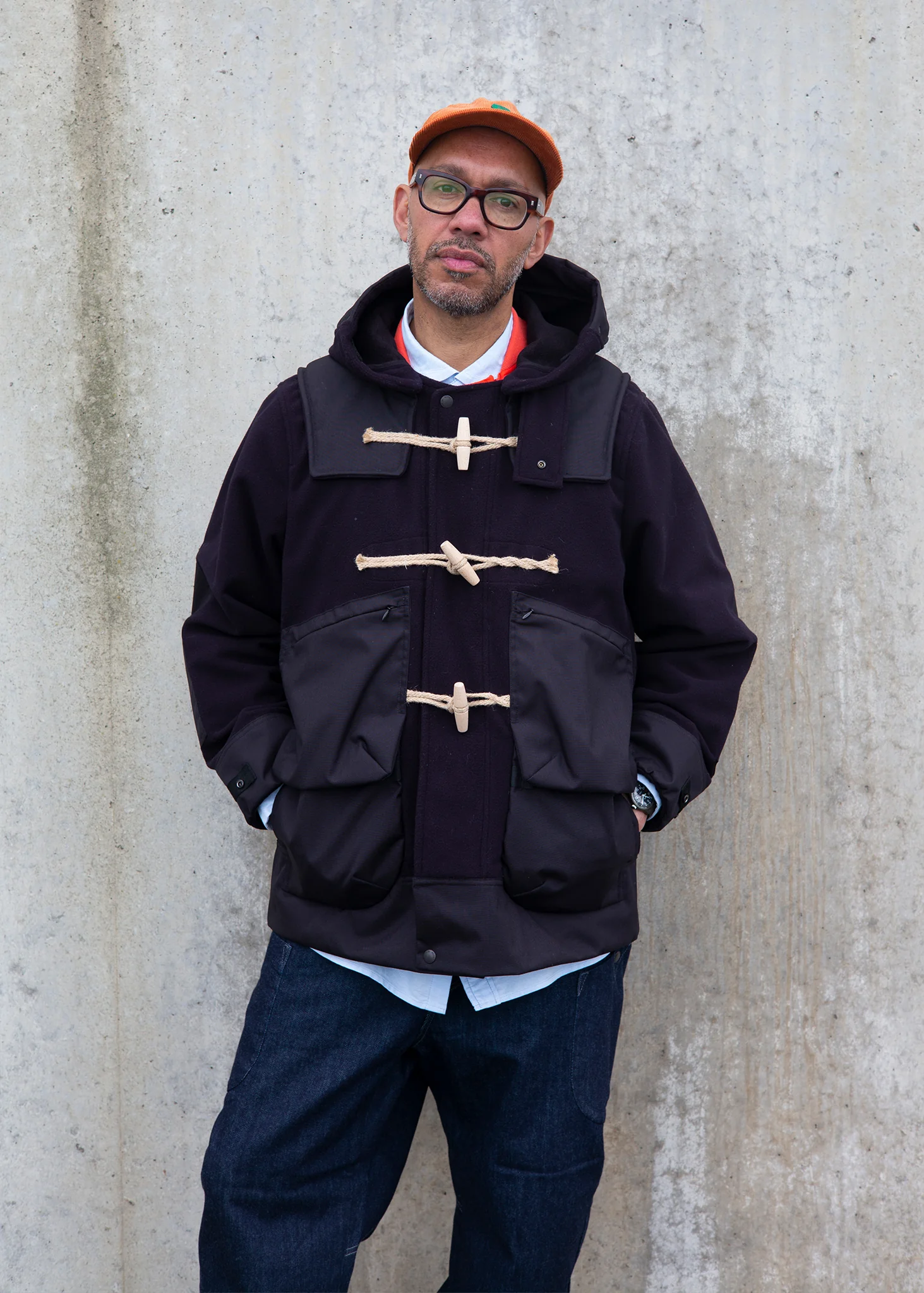 Men's Gloverall x Norbit Mid-Length Monty Duffle Coat Dark Navy