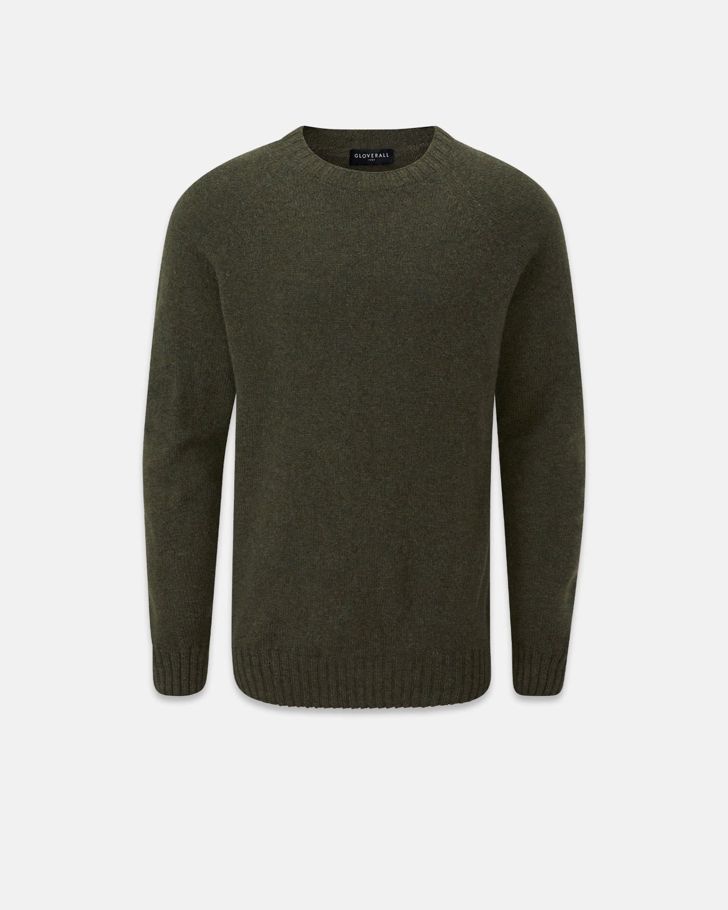 Men's Henley Lambswool Jumper Olive Green