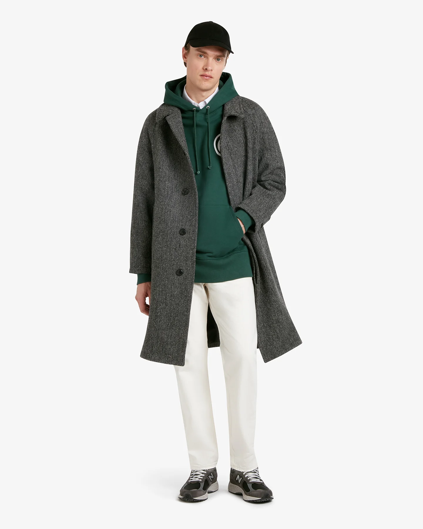 Men's Hynes Harris Tweed® Overcoat Charcoal Herringbone - Image 2