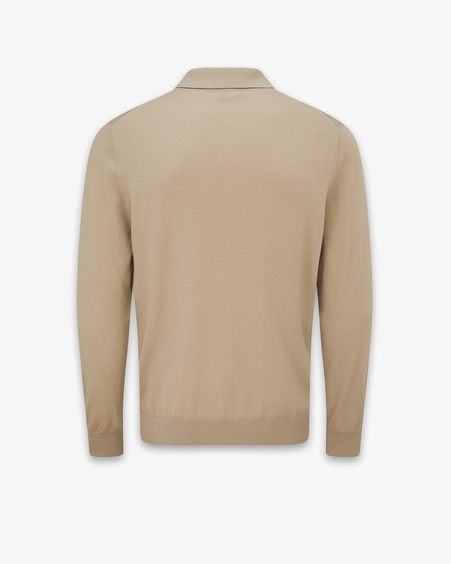 Men's Long Sleeve Knitted Polo Shirt Camel - Image 3