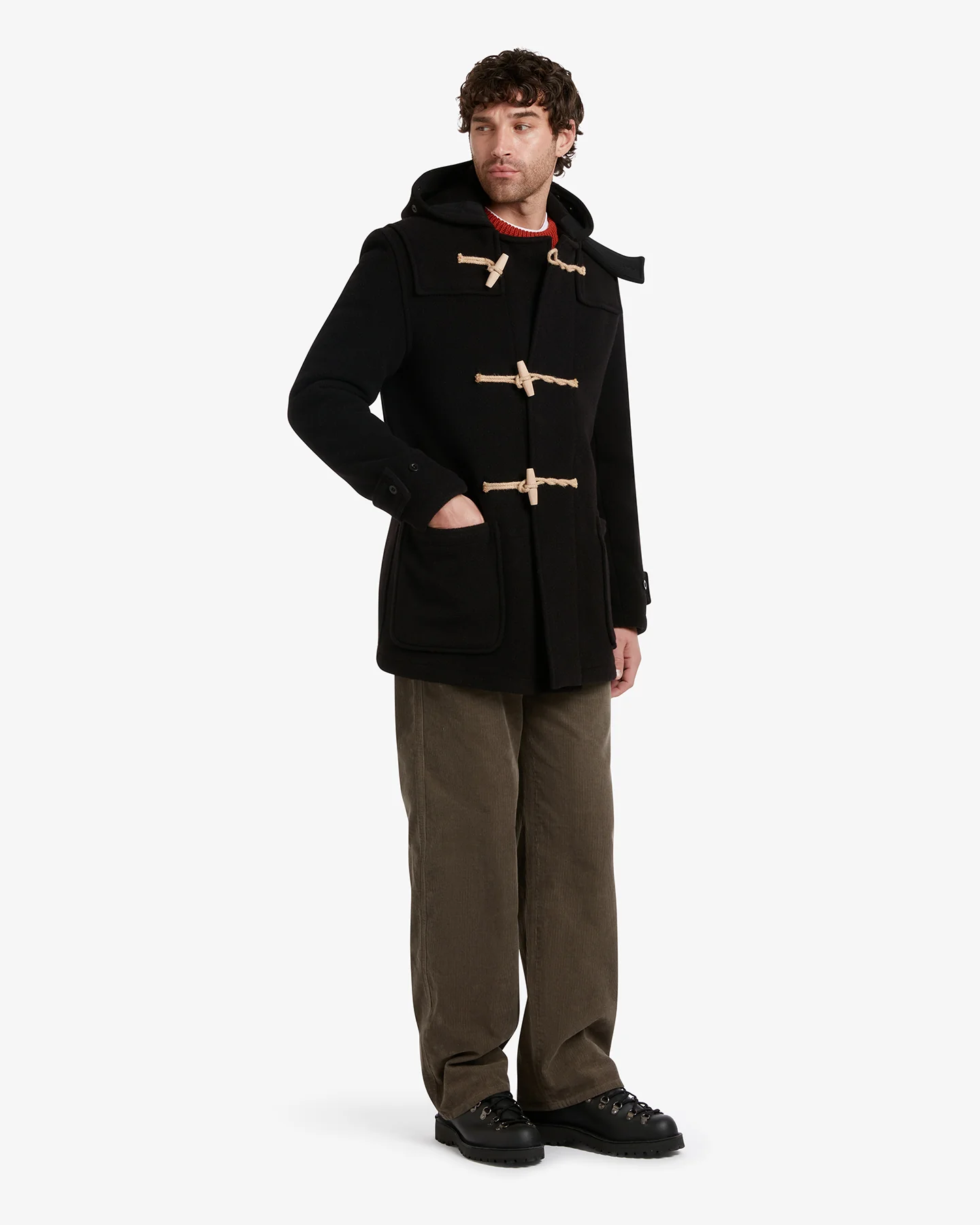 Men's Mid-Length Monty Duffle Coat Black - Image 3