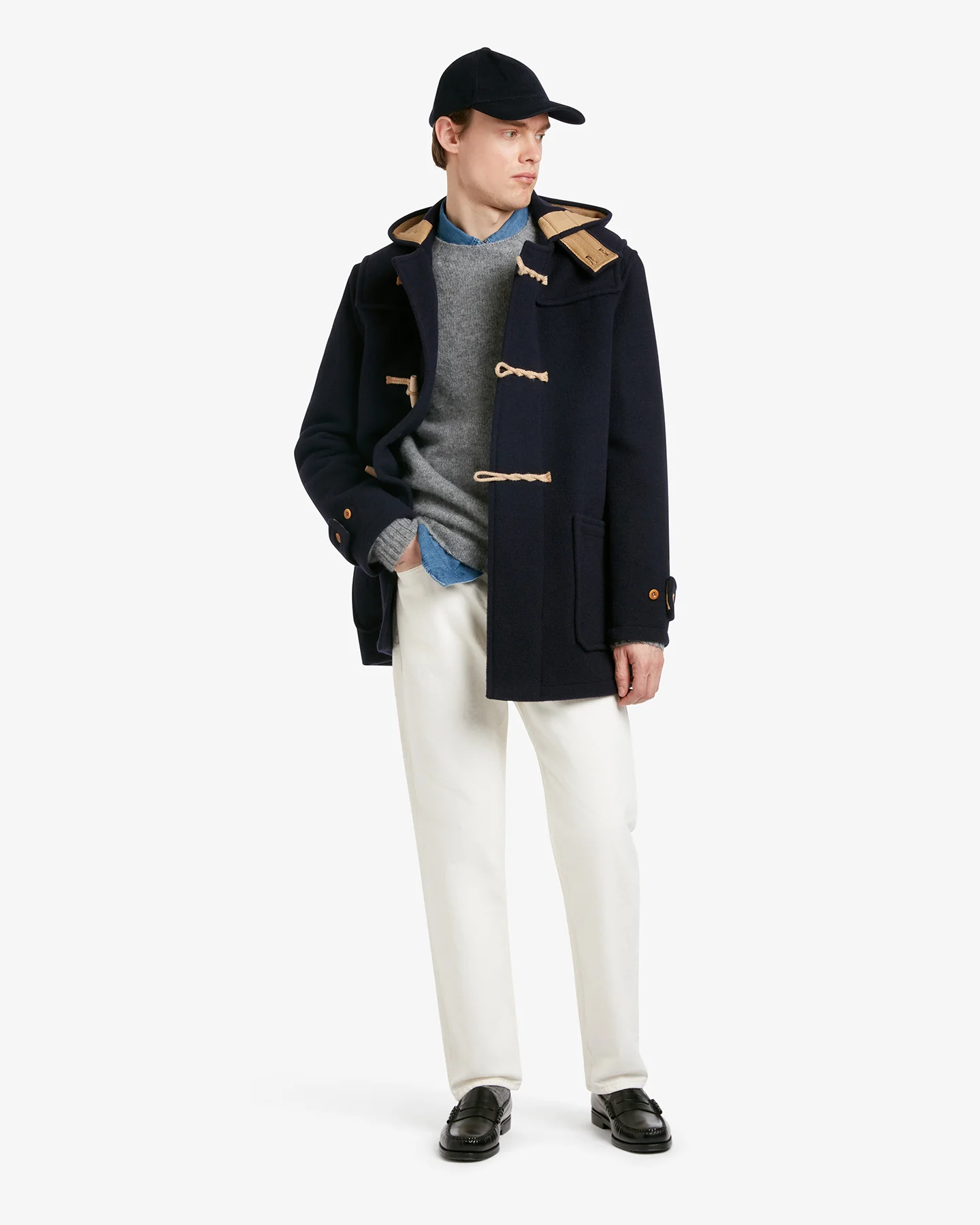 Men's Mid-Length Monty Duffle Coat Navy - Image 2