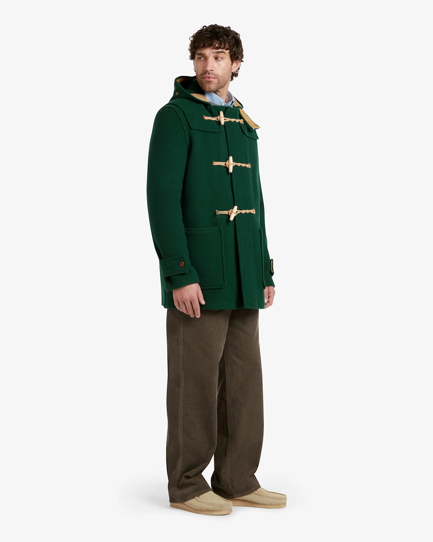 Men's Mid-Length Monty Duffle Coat Pine Green - Image 3