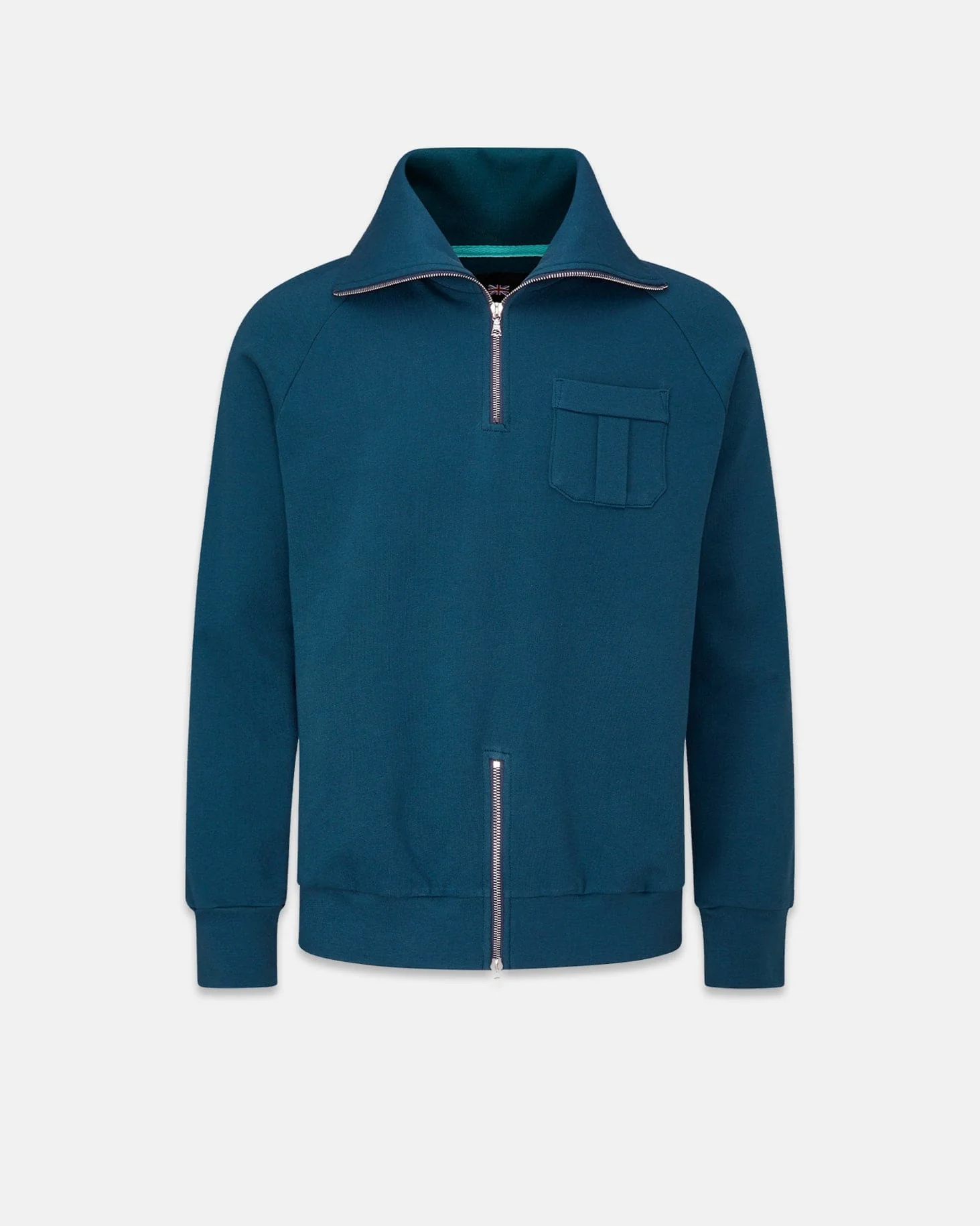 Men's Military Zip Sweatshirt Petrol Blue