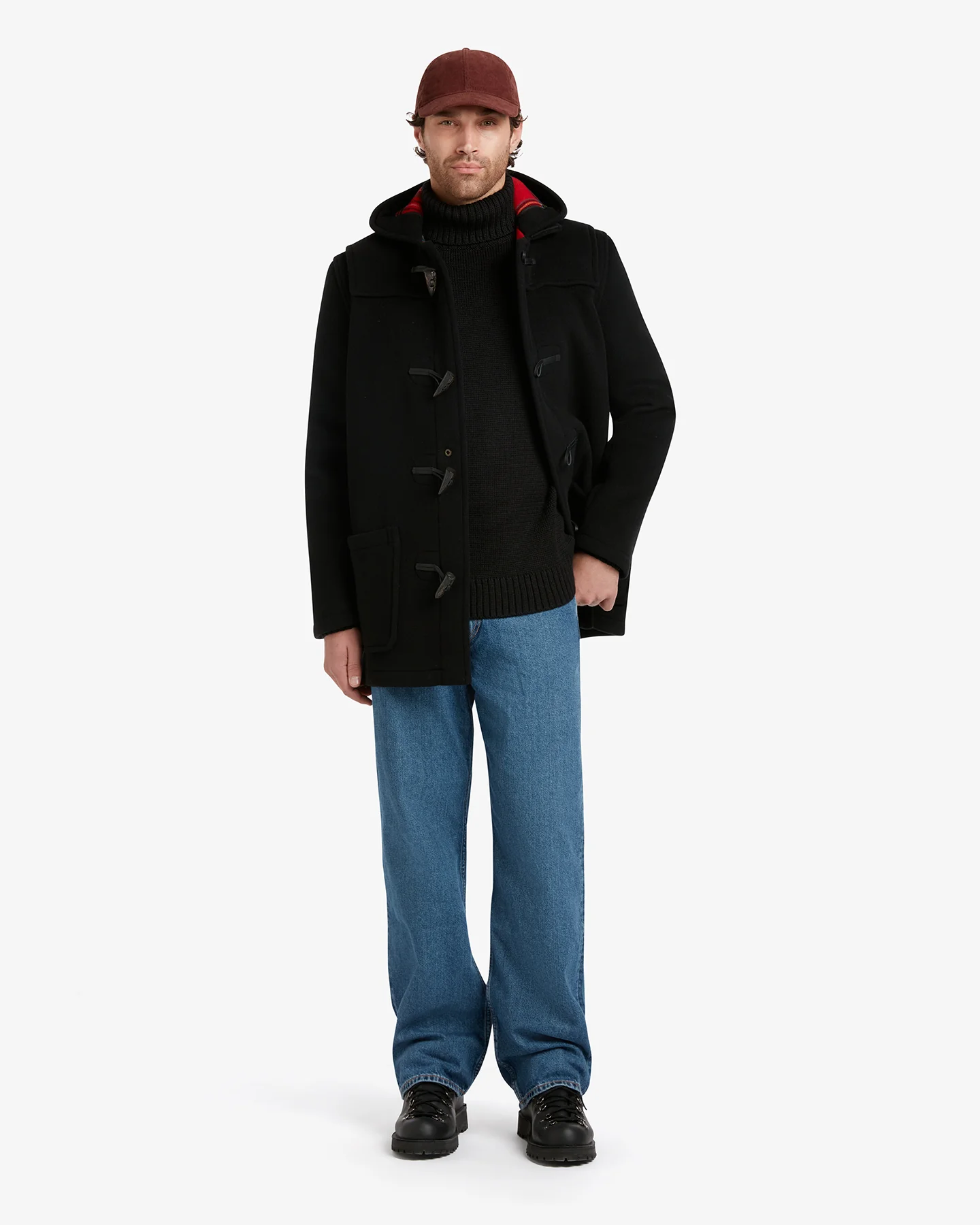 Men's Morris Mid-Length Duffle Coat Black Royal Stewart - Image 2