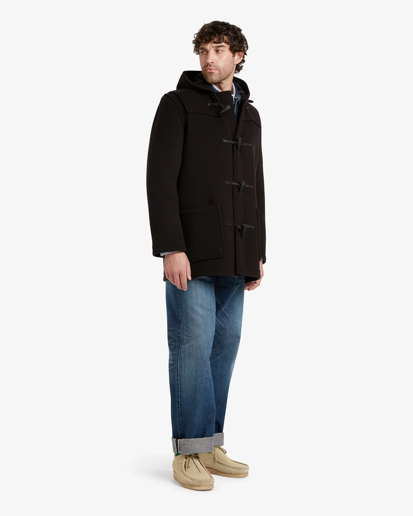 Men's Morris Mid-Length Duffle Coat Brown MacDuff Hunting - Image 3