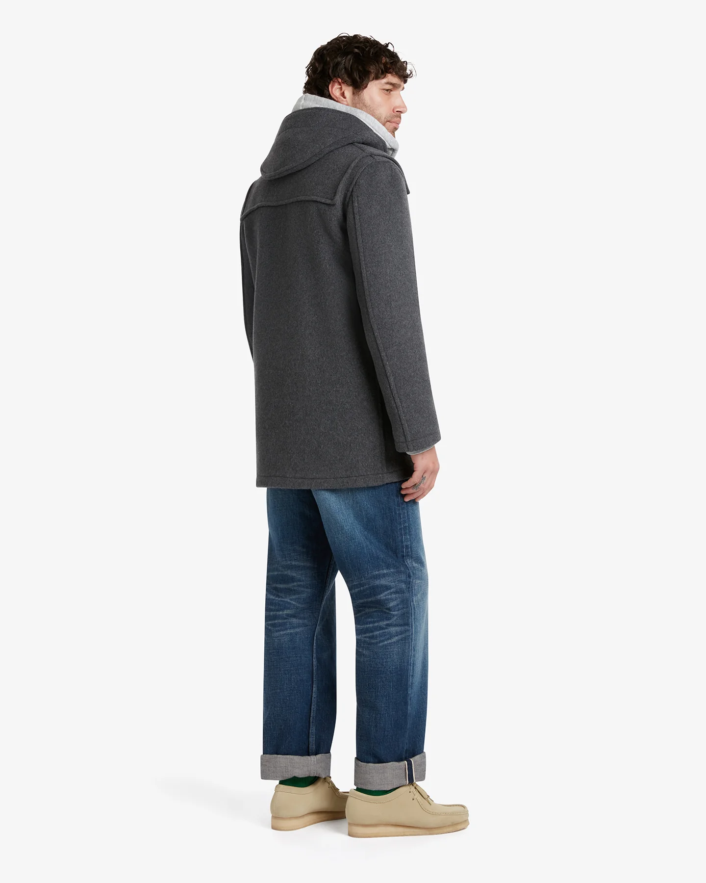 Men's Morris Mid-Length Duffle Coat Grey Black Watch - Image 4