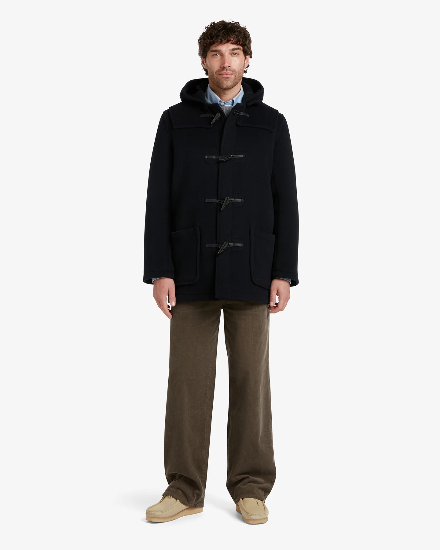 Men's Morris Mid-Length Duffle Coat Navy Black Watch
