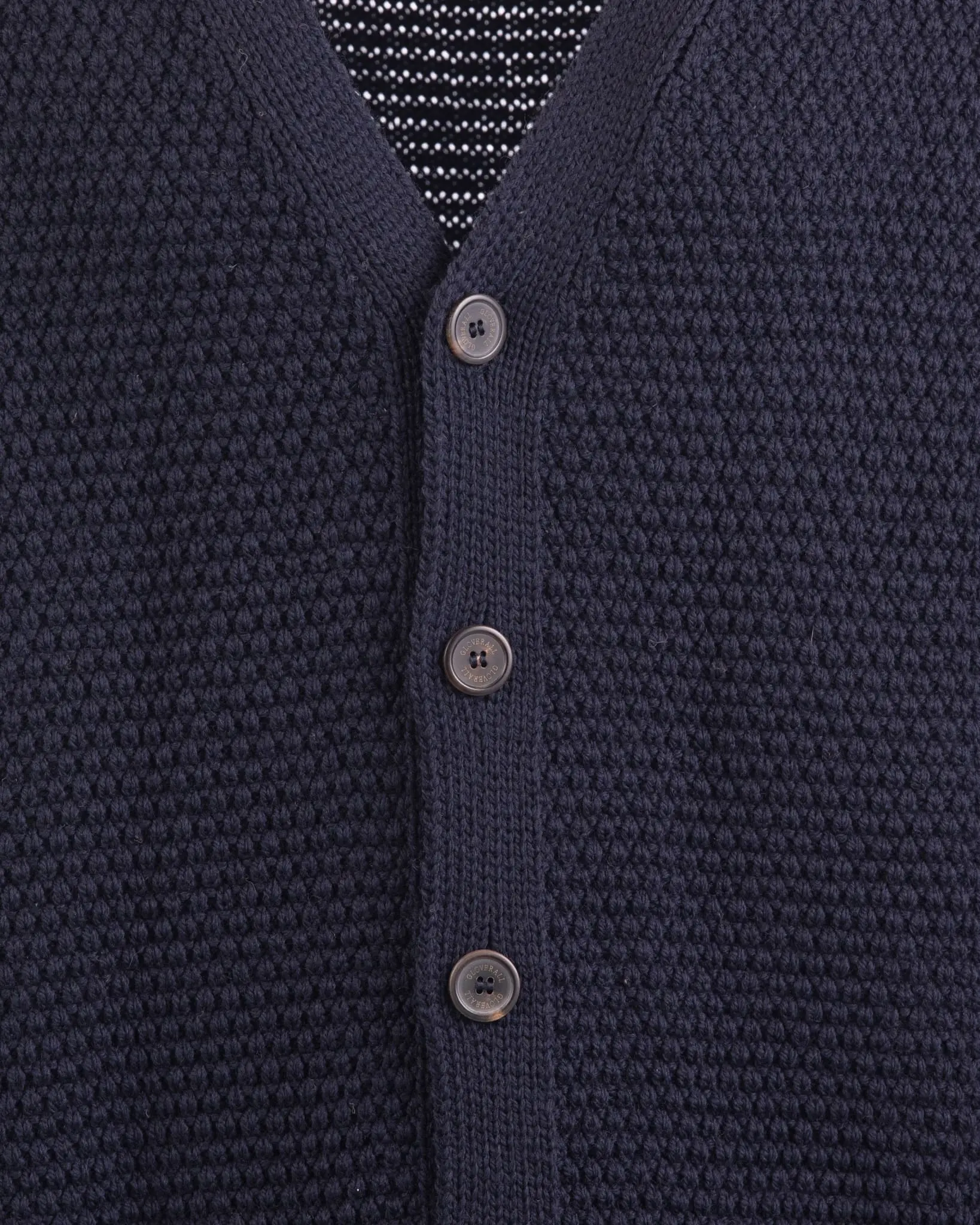 Men's Moss Stitch Cardigan Navy - Image 4