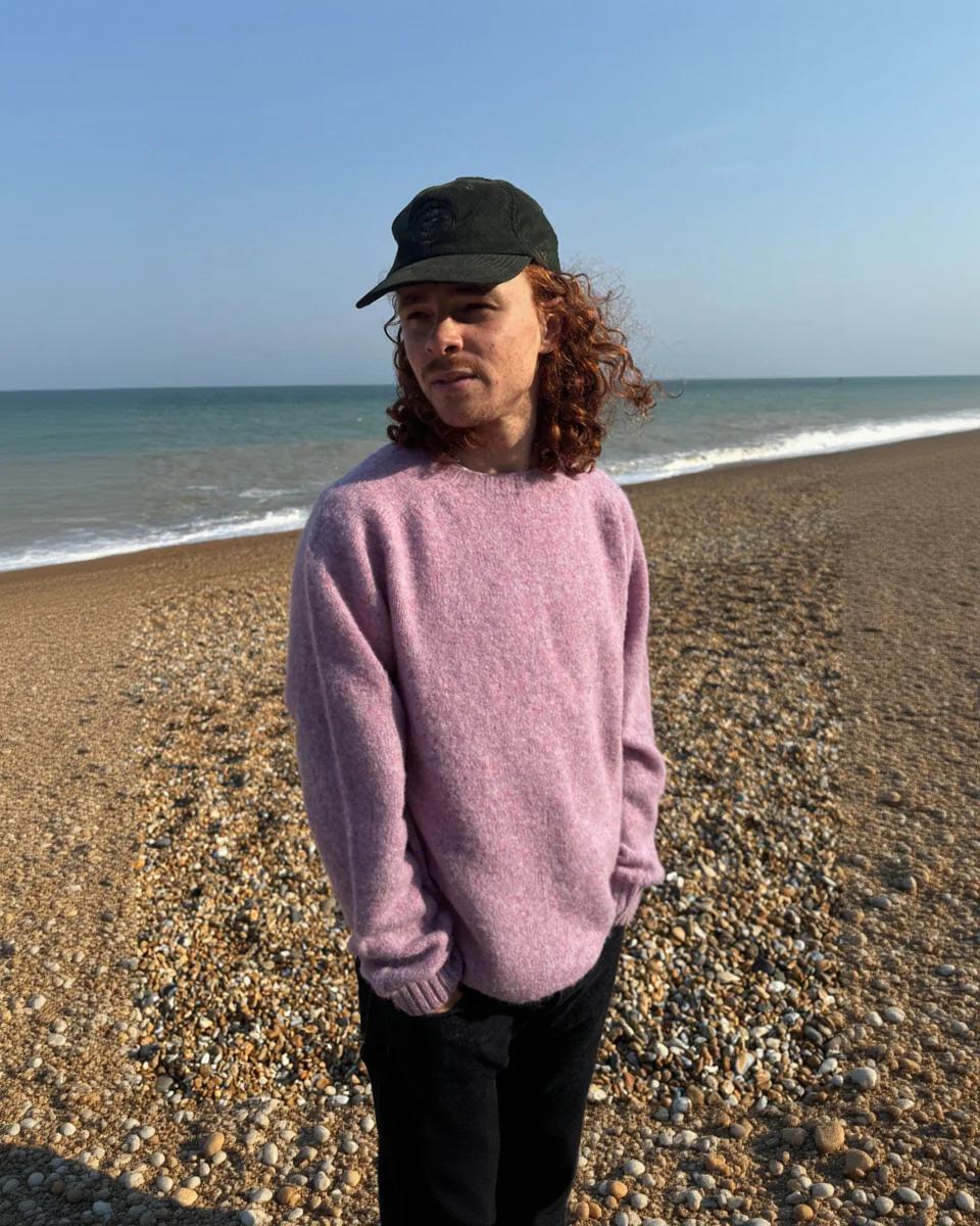 Men's Oxford Brushed Lambswool Jumper Purple