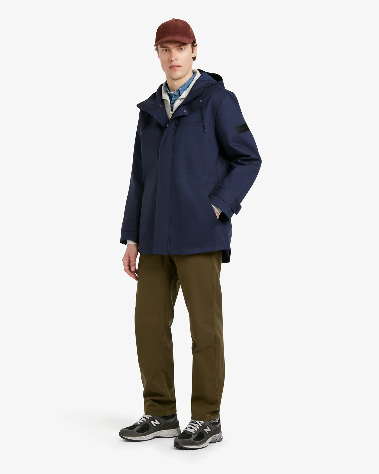Men's Sharpe Technical Hooded Parka Navy - Image 3