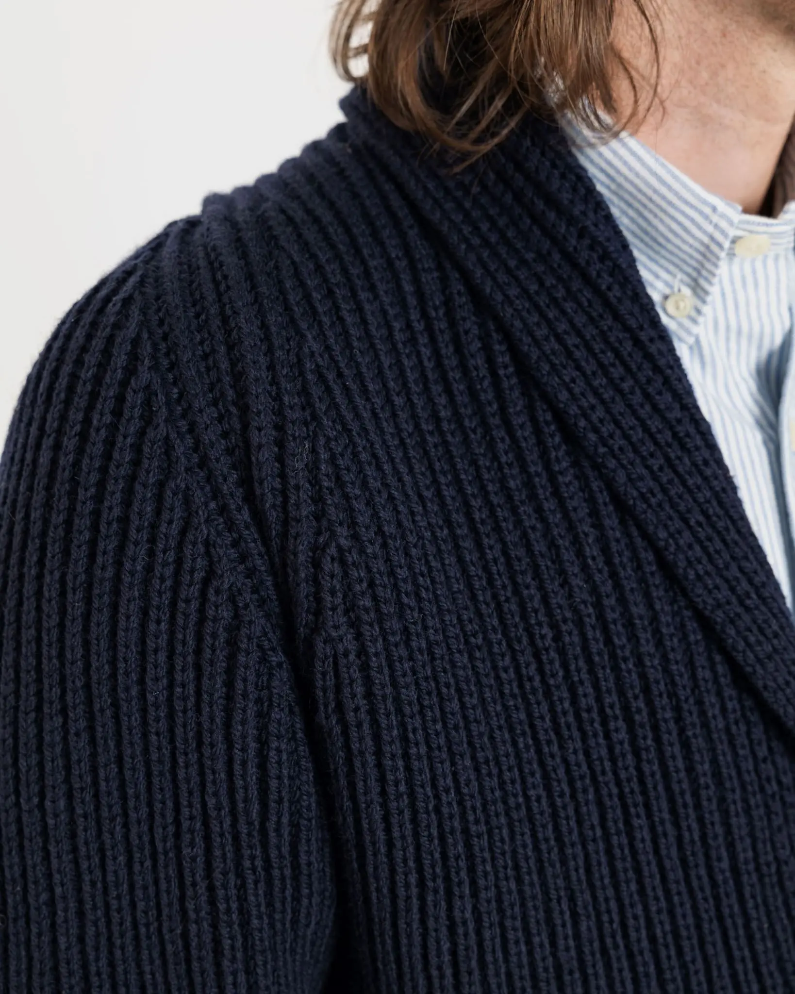 Men's Shawl Collar Cardigan Navy - Image 4