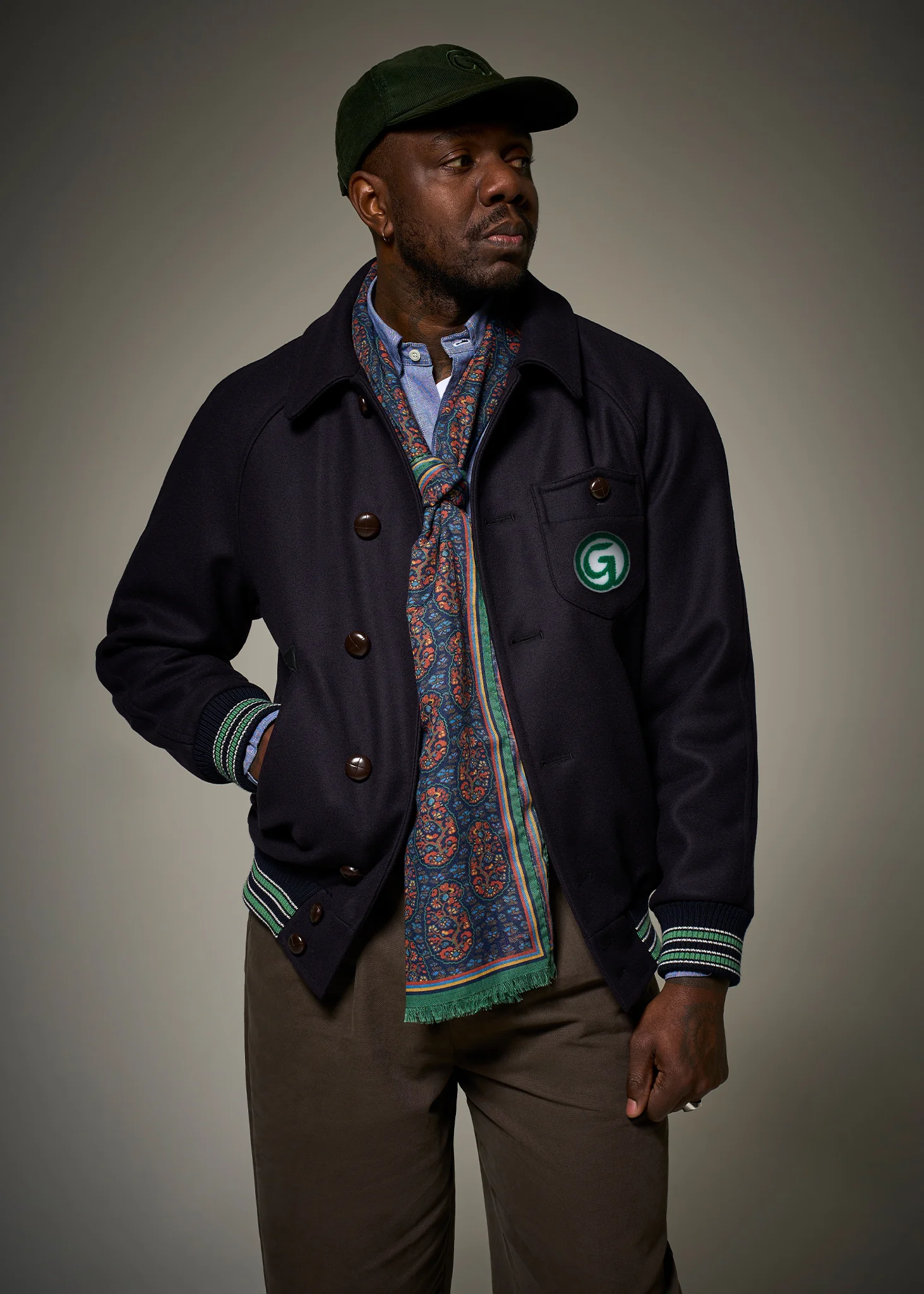 Men's Thompson Varsity Jacket Navy - Image 4