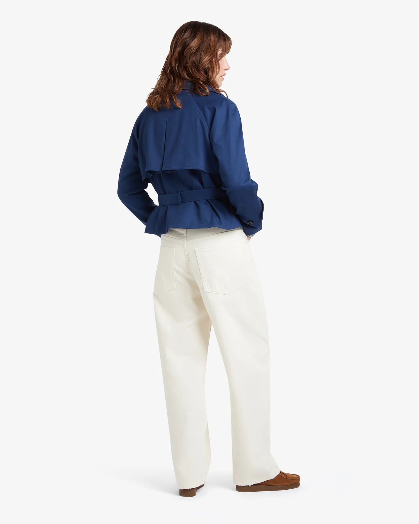 Women's Bacall Cropped Trench Coat Navy - Image 3
