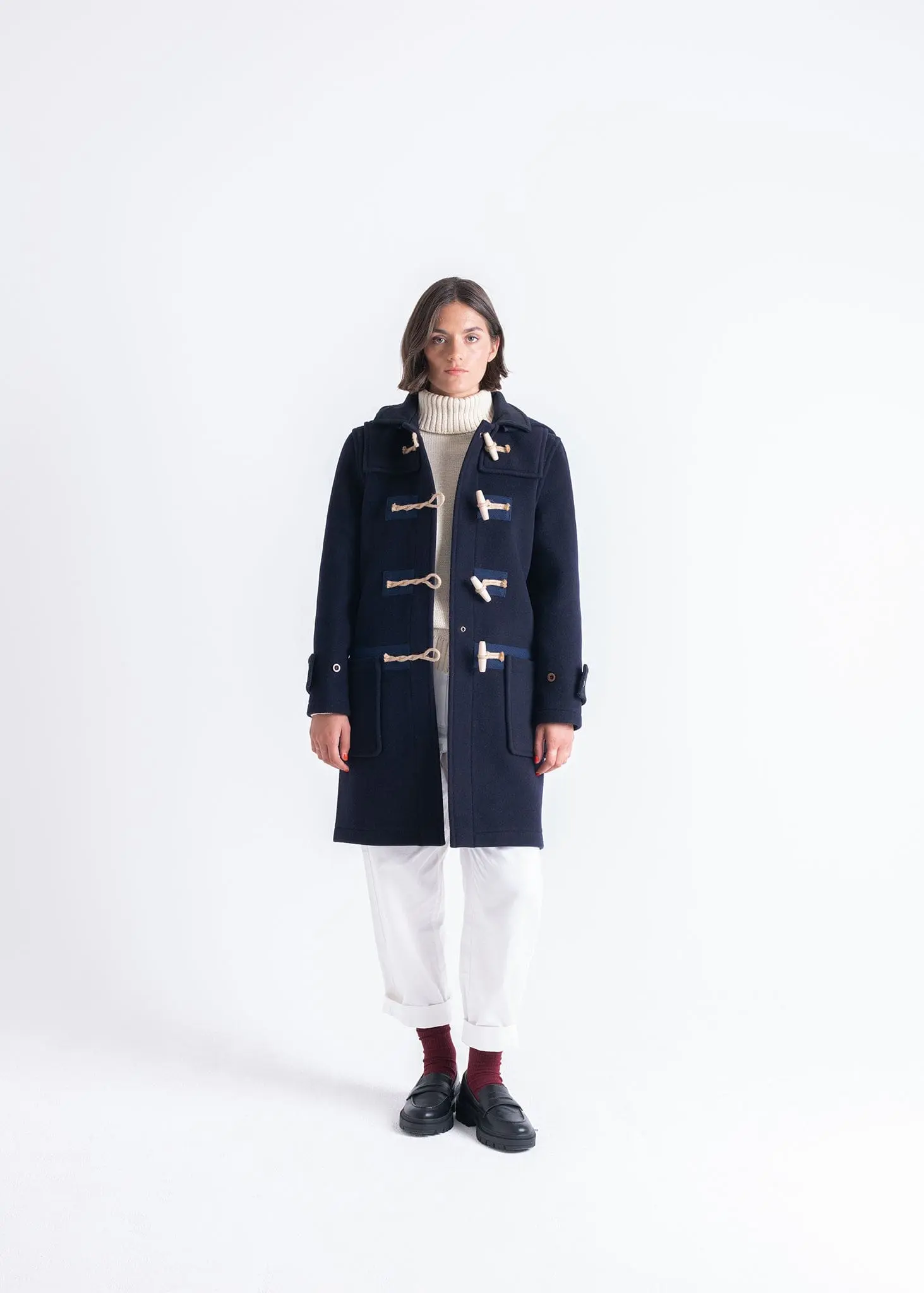 Women's Collared Alison Duffle Coat Navy - Image 4