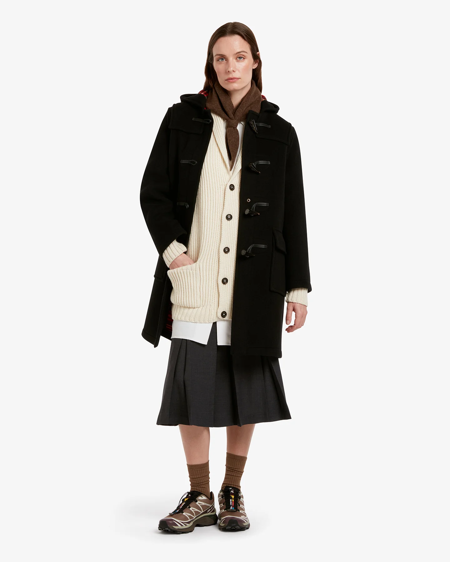 Women's Freda Duffle Coat Black Royal Stewart - Image 2