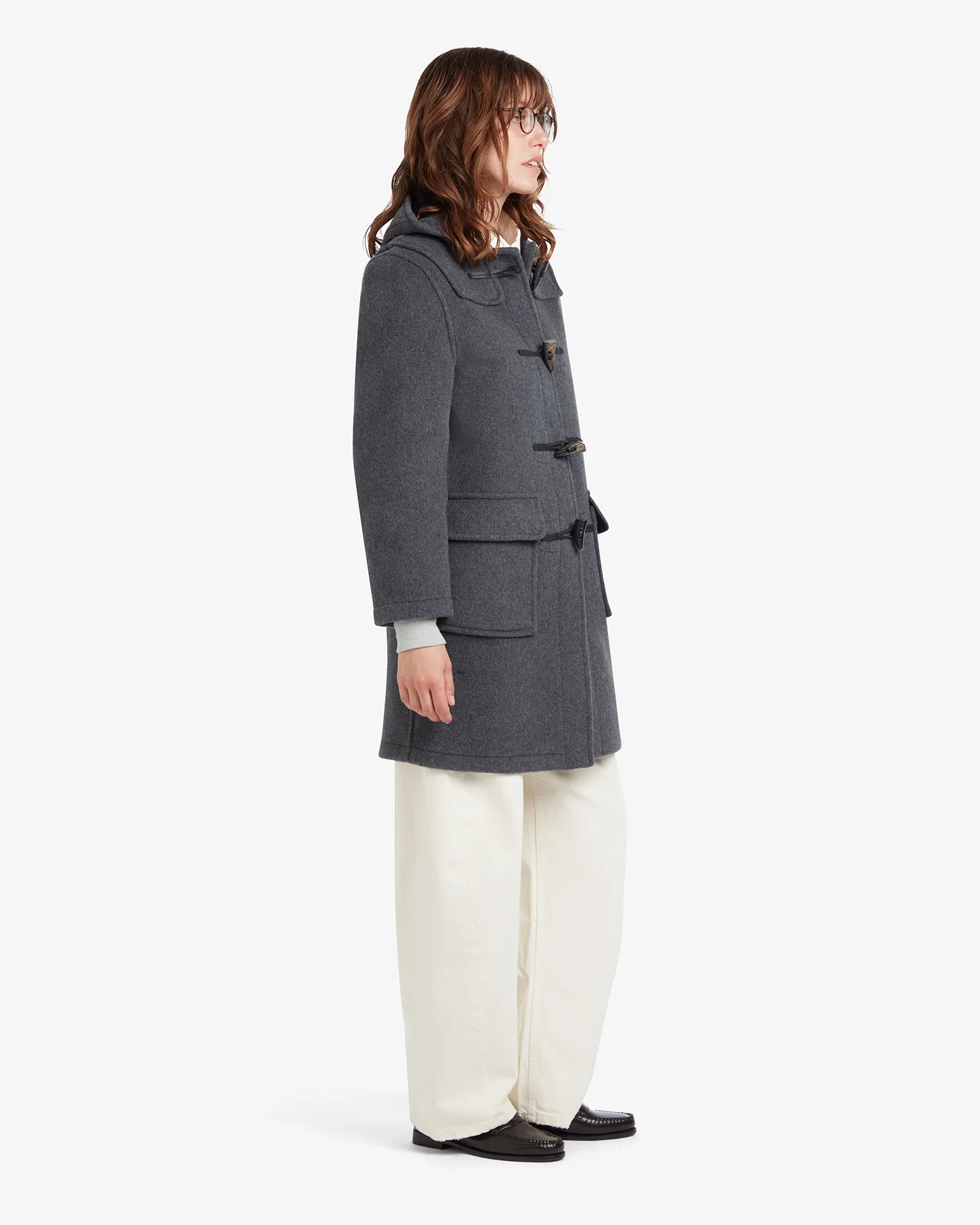 Women's Freda Duffle Coat Grey Black Watch - Image 3