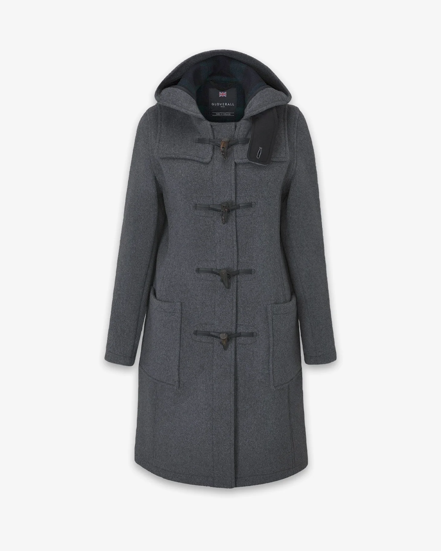 Women's Freda Long Slim Fit Duffle Coat Grey Black Watch - Image 5