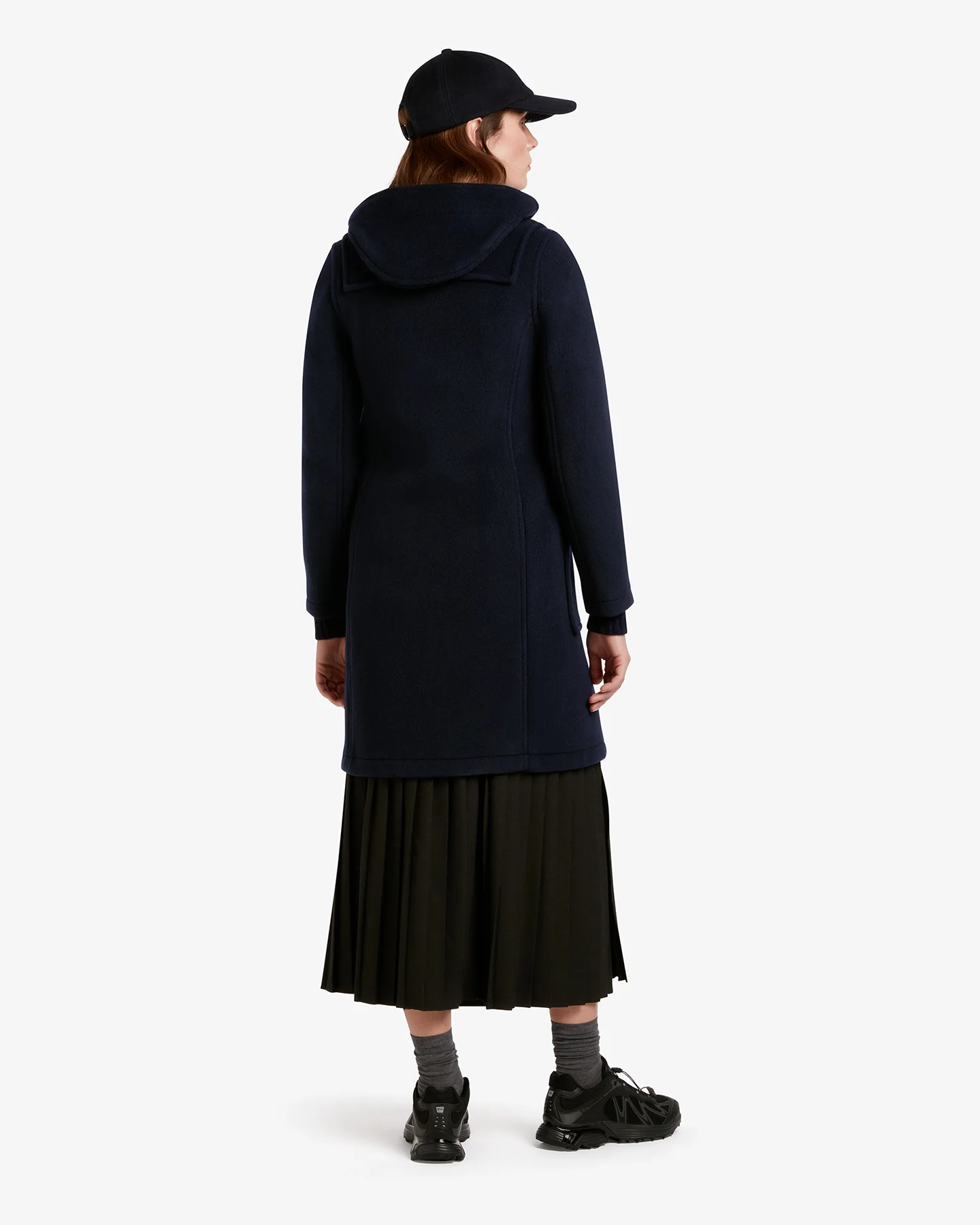 Women's Freda Long Slim Fit Duffle Coat Navy Black Watch - Image 4