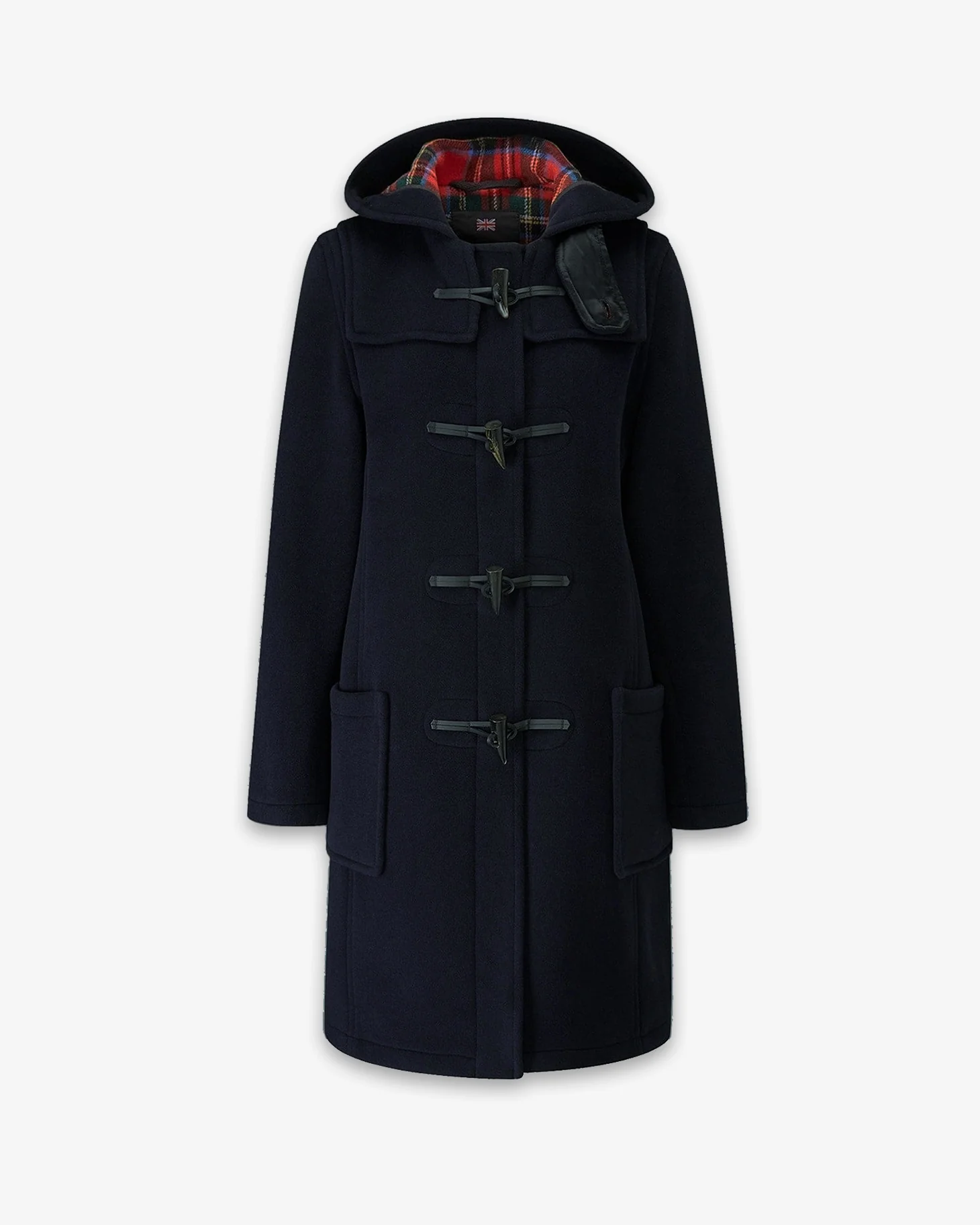 Women's Freda Long Slim Fit Duffle Coat Navy Royal Stewart - Image 5