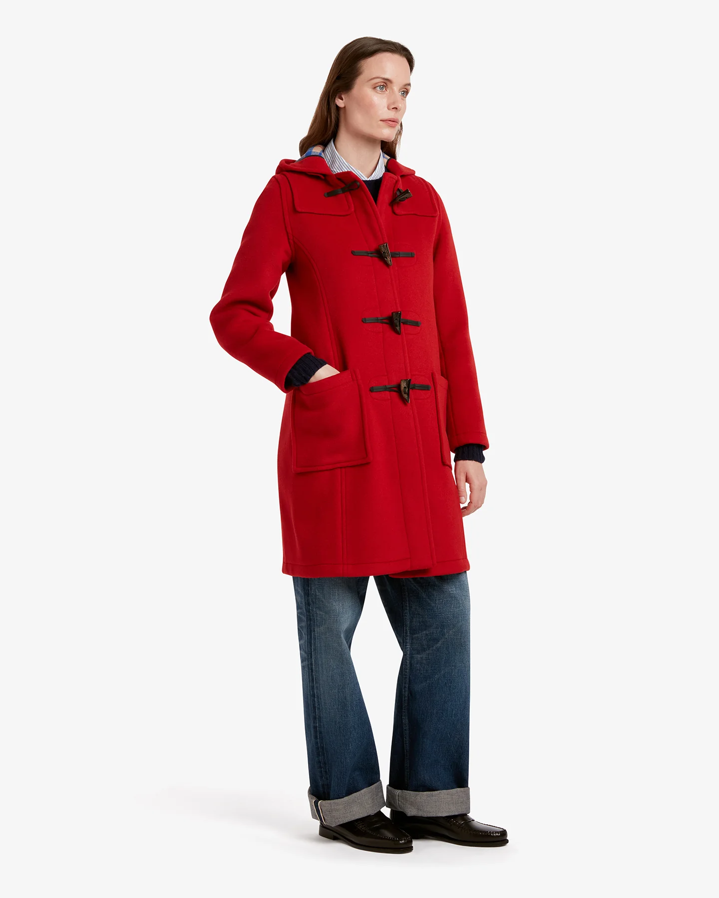 Women's Freda Long Slim Fit Duffle Coat Red Thomson - Image 3