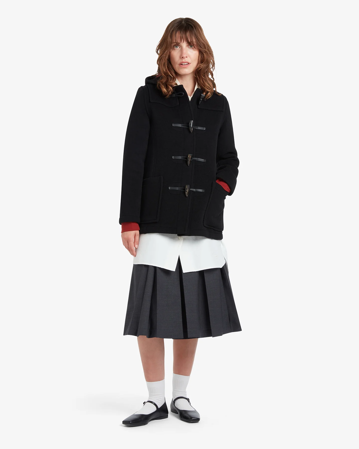 Women's Freda Short Slim Fit Duffle Coat Black Royal Stewart