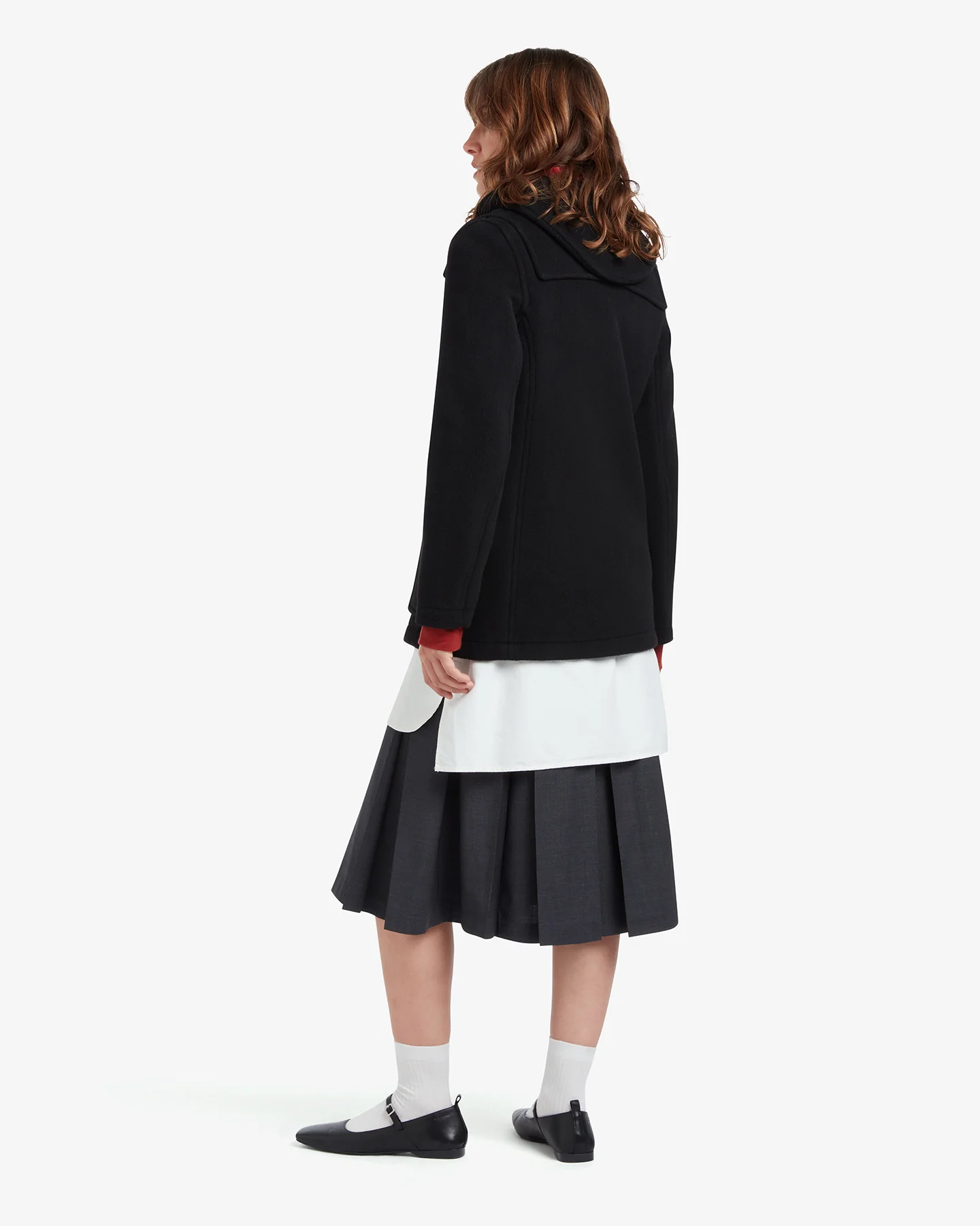Women's Freda Short Slim Fit Duffle Coat Black Royal Stewart - Image 4