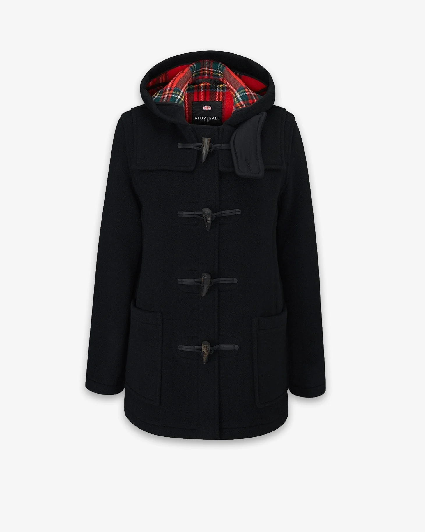 Women's Freda Short Slim Fit Duffle Coat Black Royal Stewart - Image 5