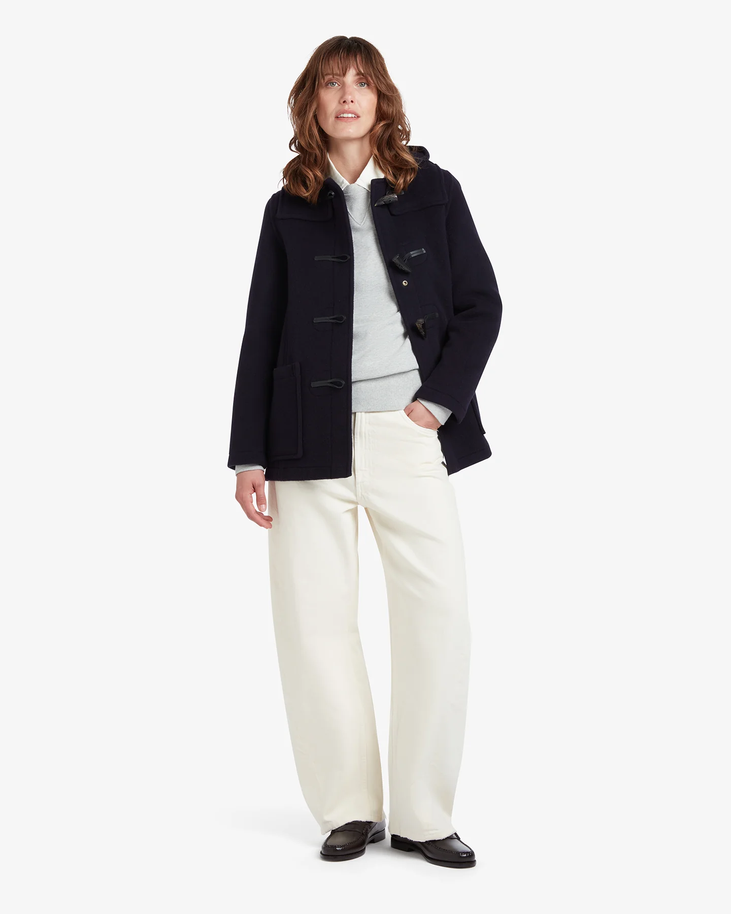 Women's Freda Short Slim Fit Duffle Coat Navy Black Watch - Image 2