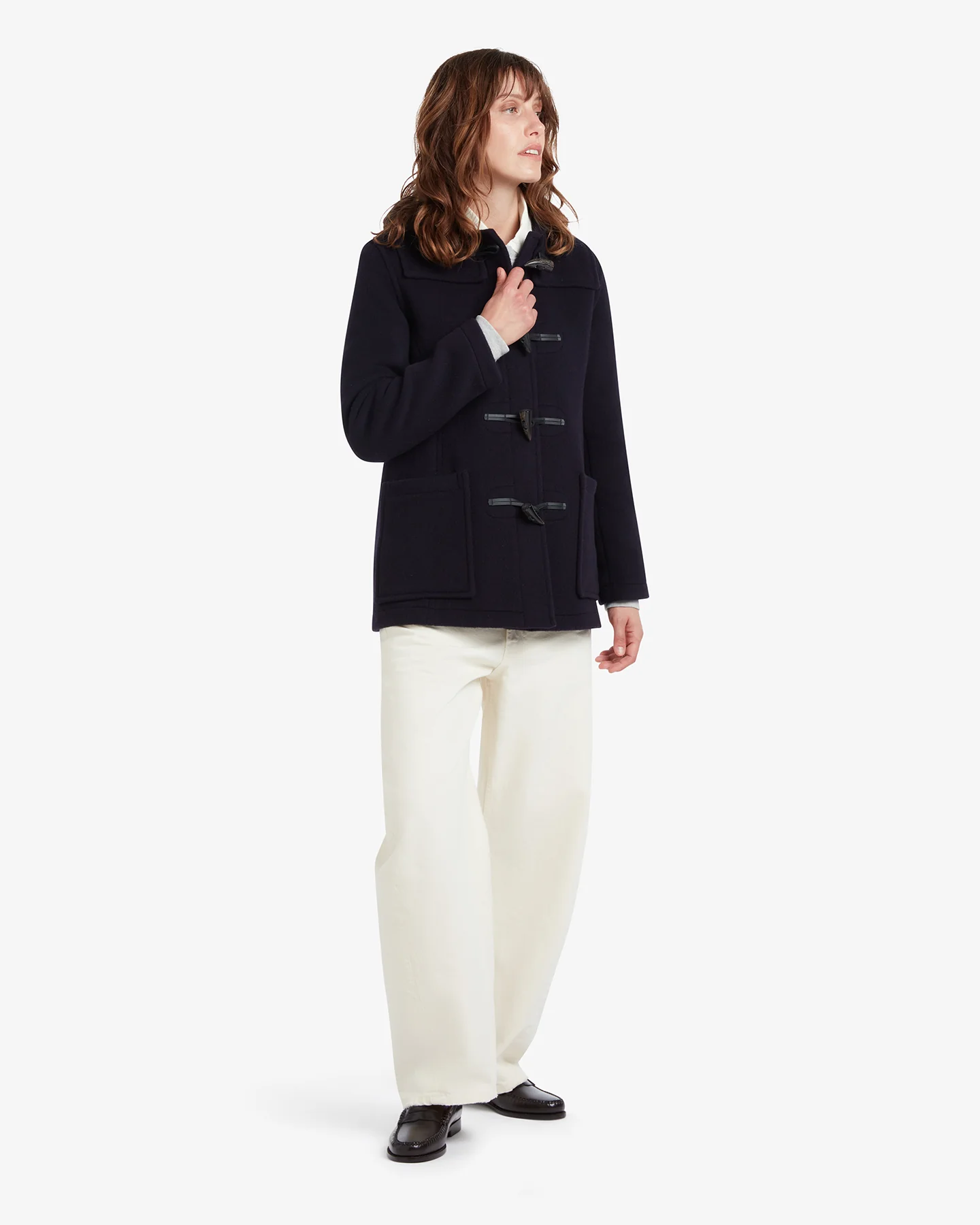 Women's Freda Short Slim Fit Duffle Coat Navy Black Watch - Image 3