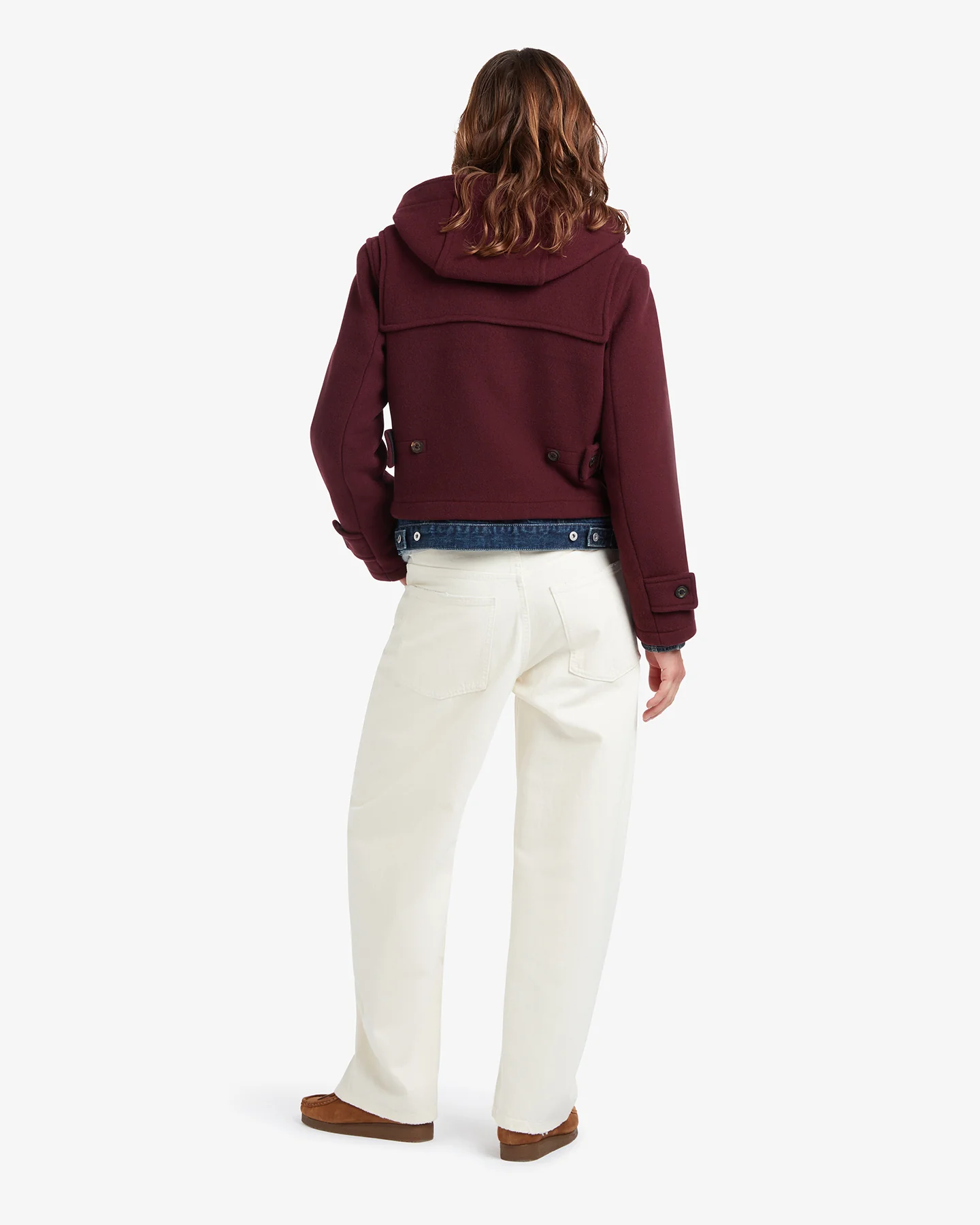Women's Shelley Cropped Duffle Jacket Burgundy - Image 4