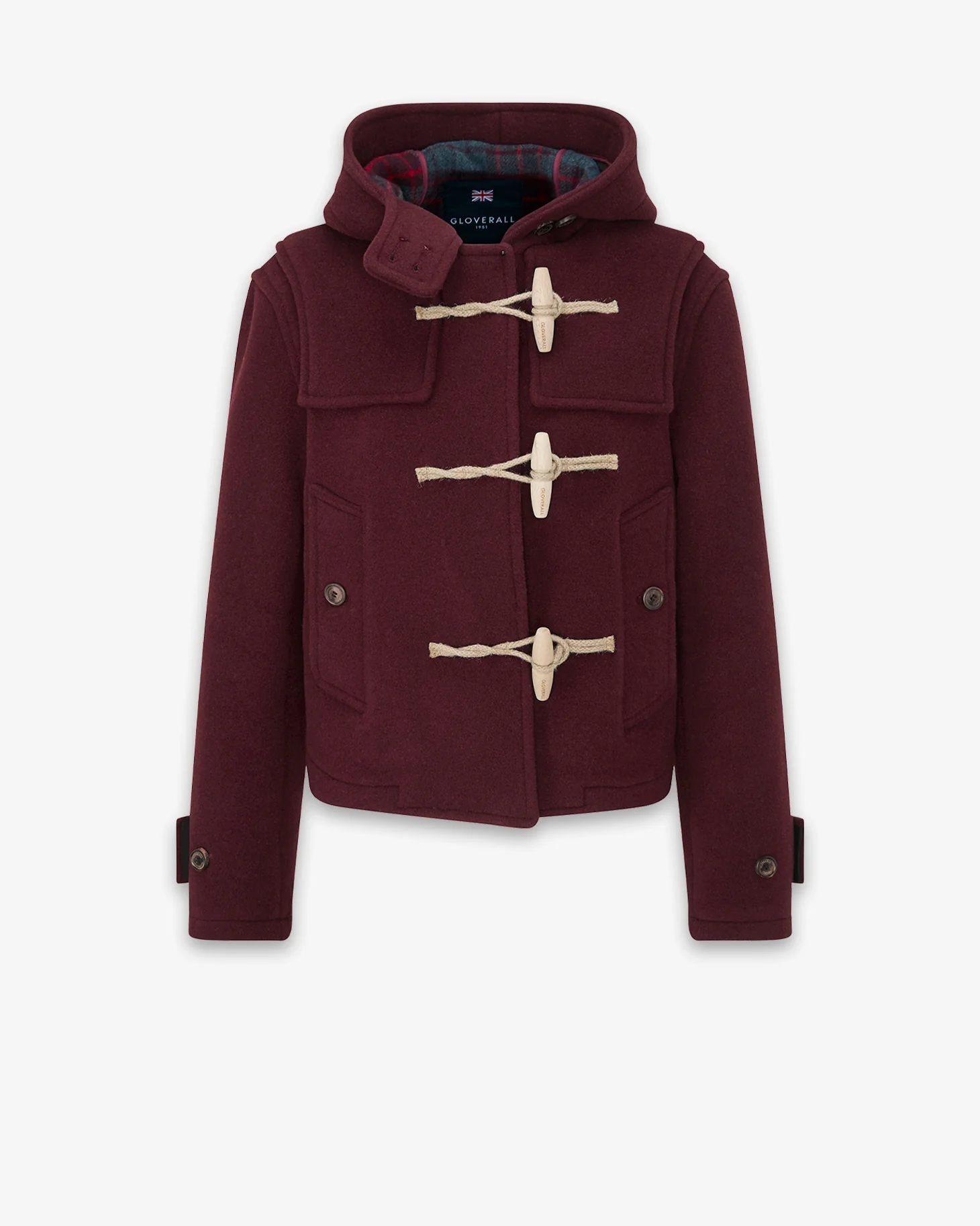 Women's Shelley Cropped Duffle Jacket Burgundy - Image 5